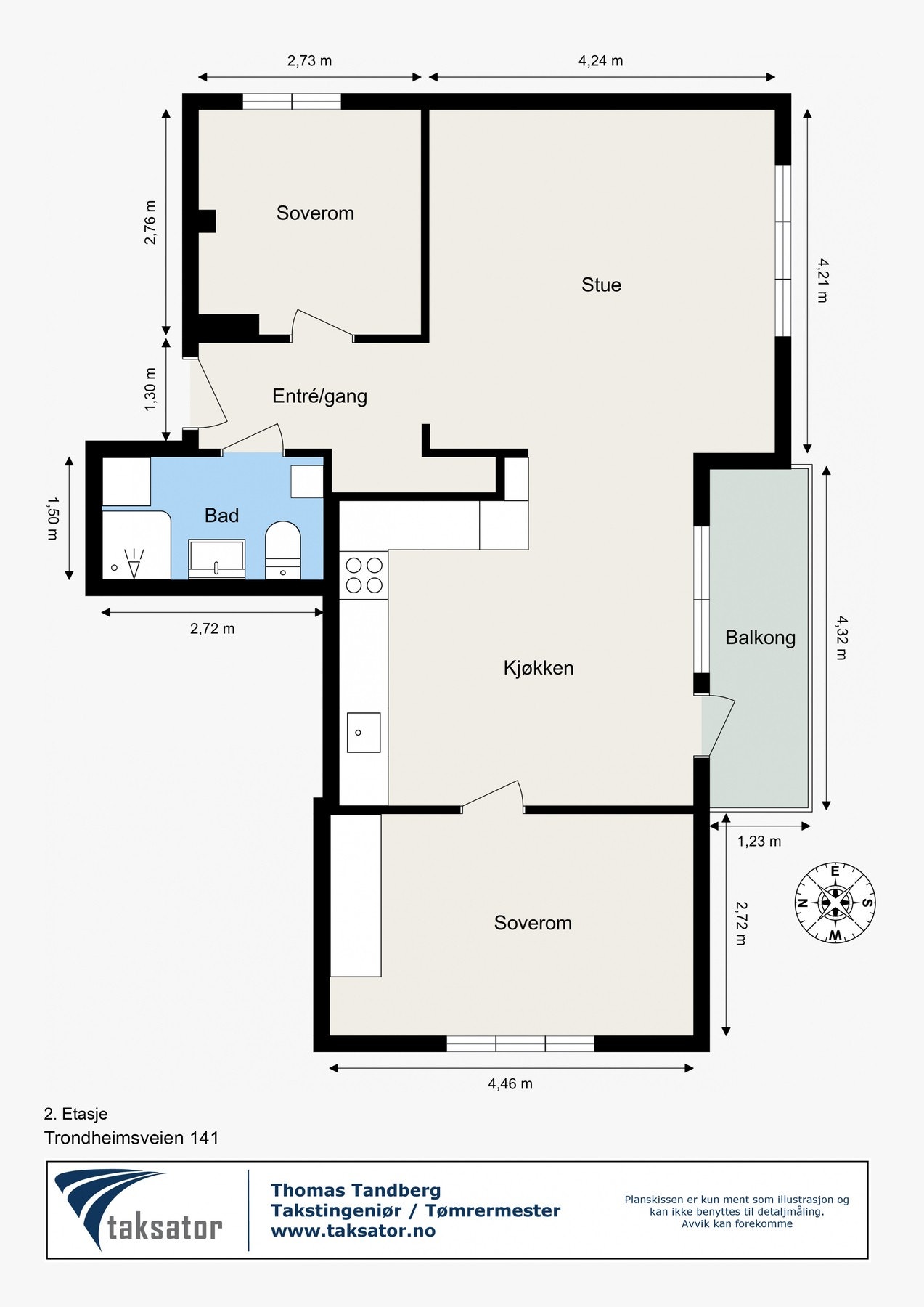 Leiligheten har en optimal planløsning som inneholder praktisk entré/gang, luftig stue, delvis åpen kjøkkenløsning mot spisestue, tidløst baderom pusset opp i regi av sameiet, to soverom av god størrelse og solrik balkong. Galleribilde