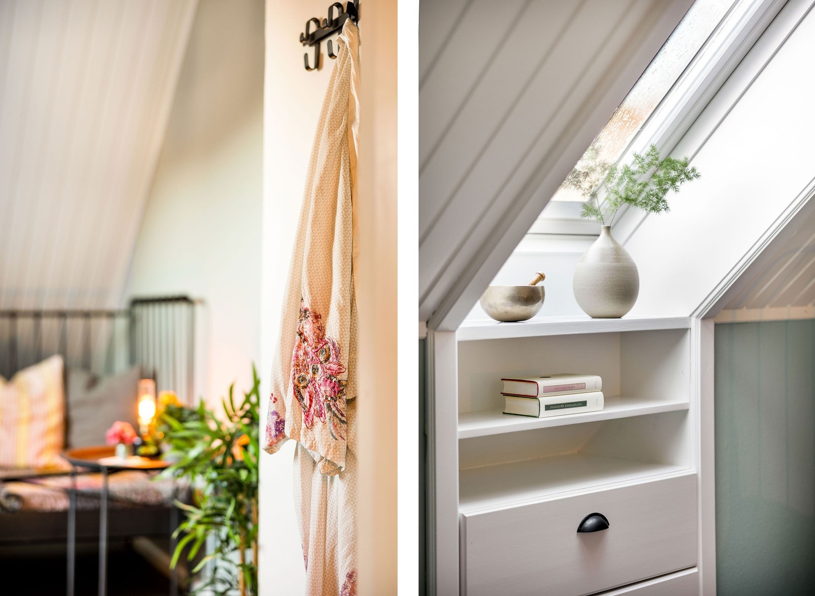 Soverommet har plassbygd hylle. Galleribilde