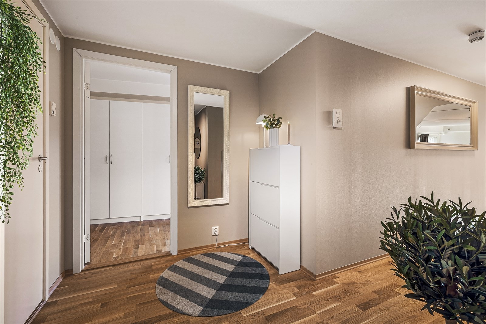 Romslig gang som fører oss gjennom leiligheten Galleribilde