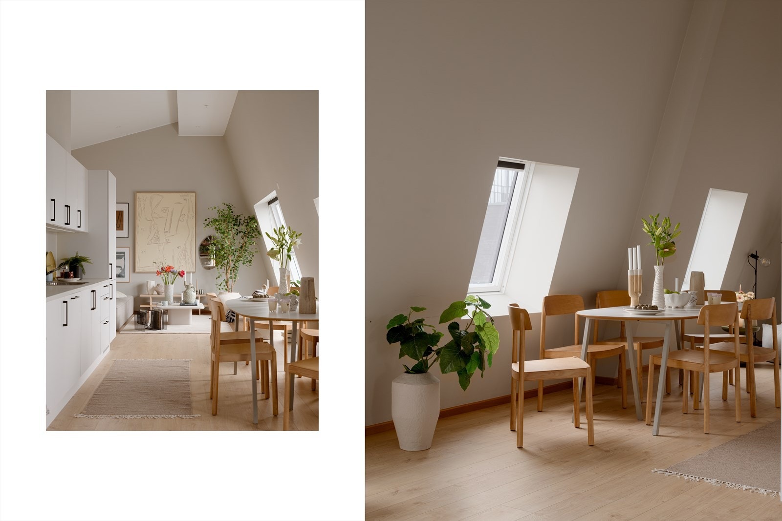 God plass til et romslig spisebord for sosiale lag. Galleribilde