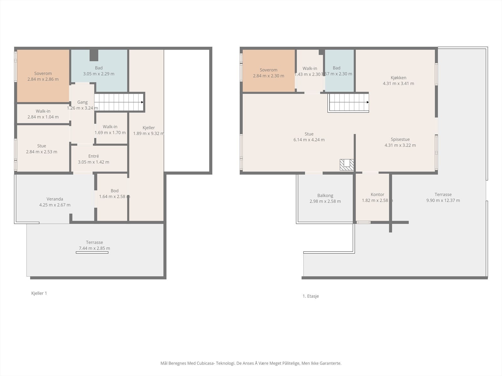 Planskisse begge etasjer. Galleribilde