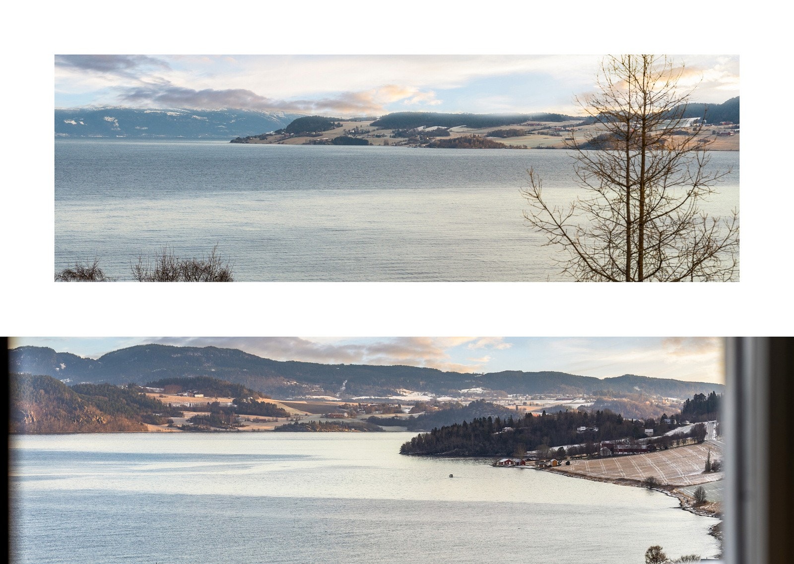 Hver dag kan vi se Hurtigruta gli forbi der ute, og på sommeren passerer store cruiseskip. På nyttårsaften liker vi godt å være hjemme. Vi har super utsikt til fyrverkeri nede i bygda og på andre siden av fjorden." Galleribilde