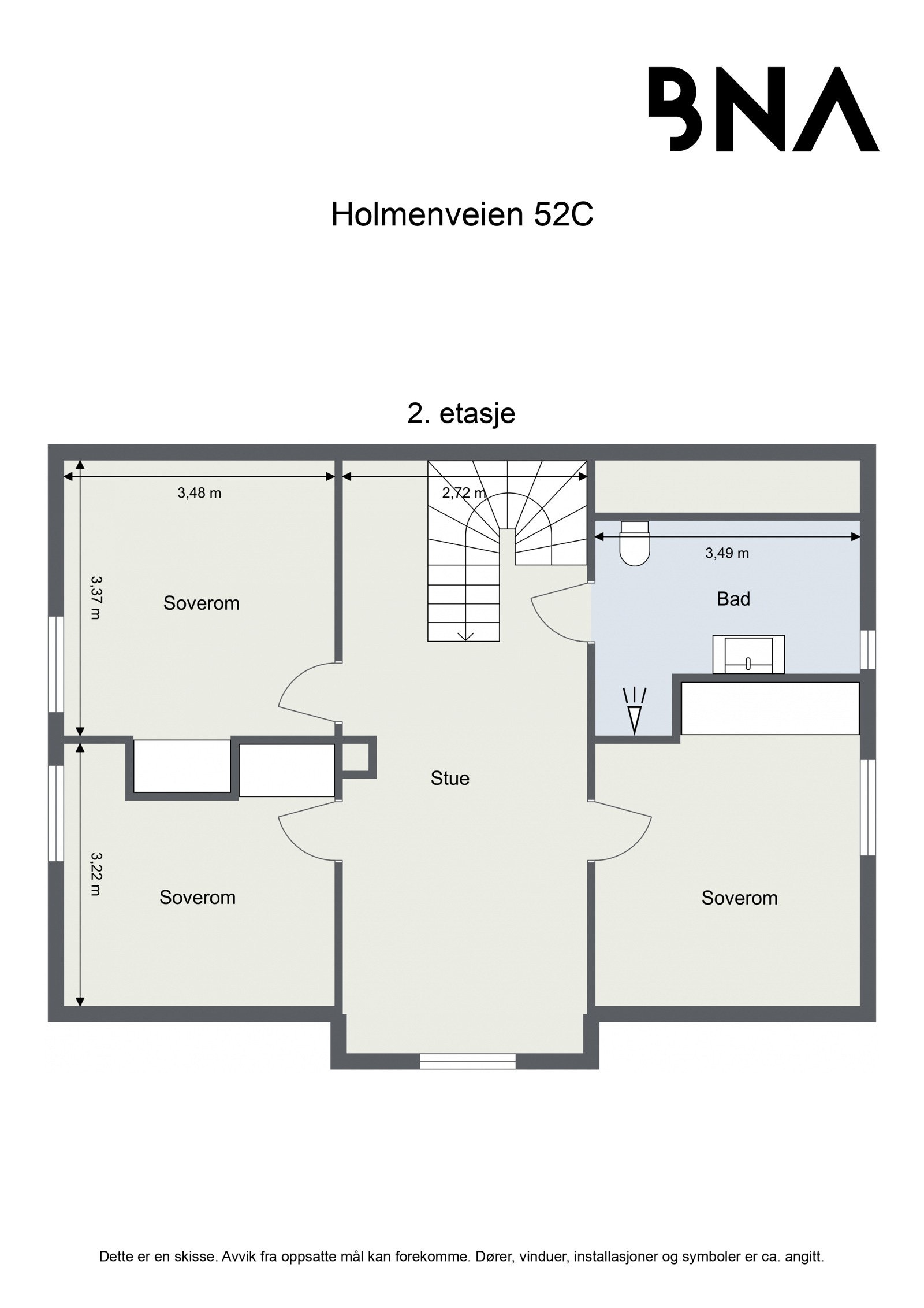 Planskisse - Holmenveien 52C - 2. etasje Galleribilde