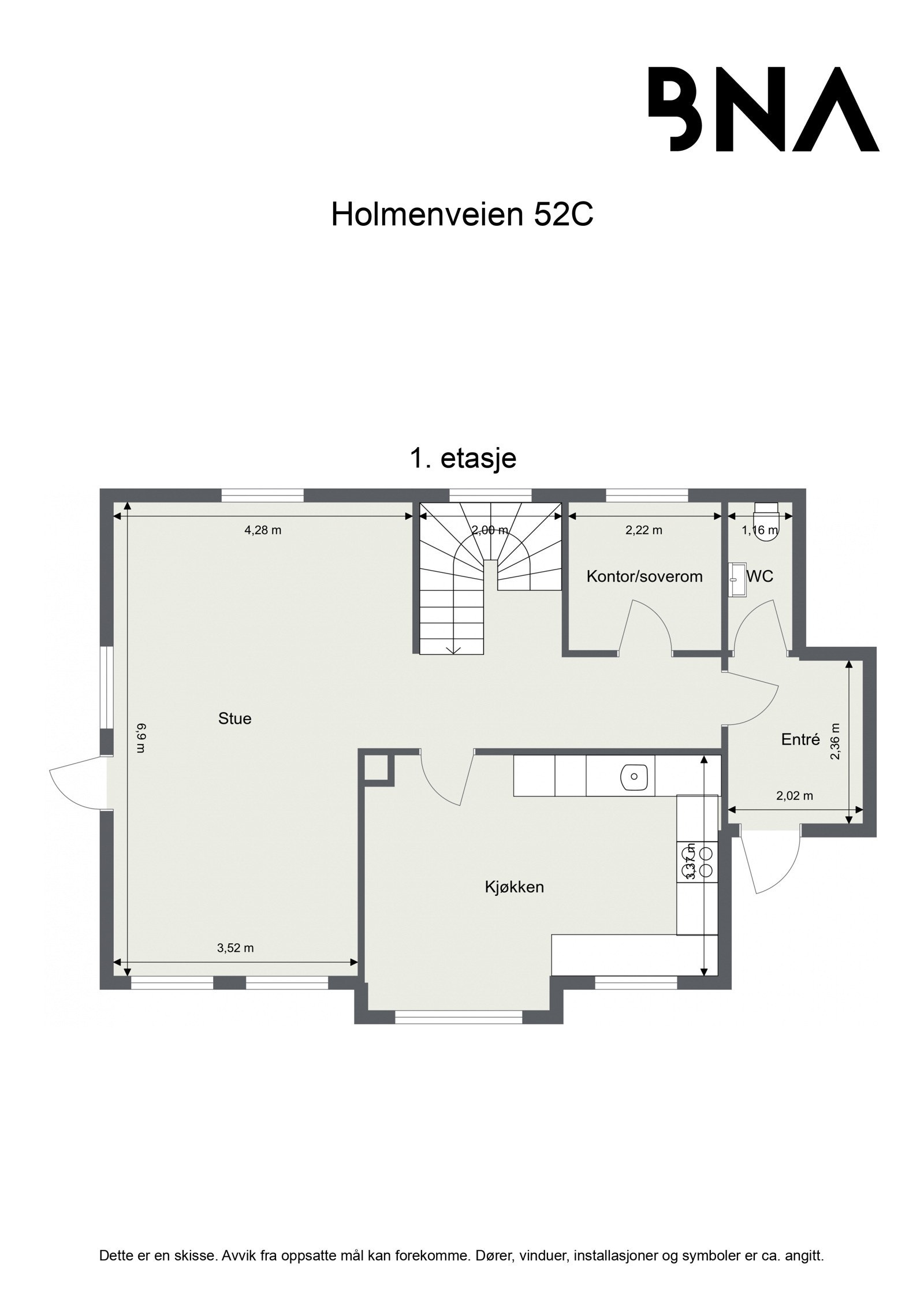 Planskisse - Holmenveien 52C - 1. etasje Galleribilde