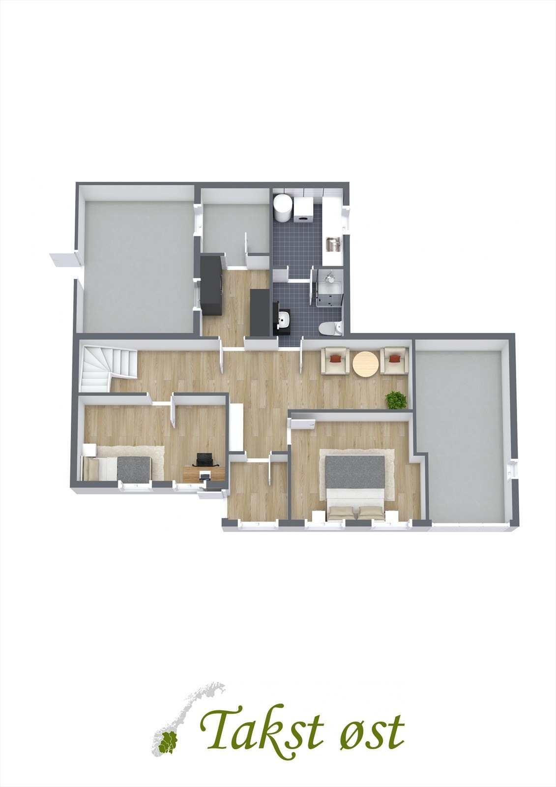 3D Plantegning - Underetasje. Galleribilde