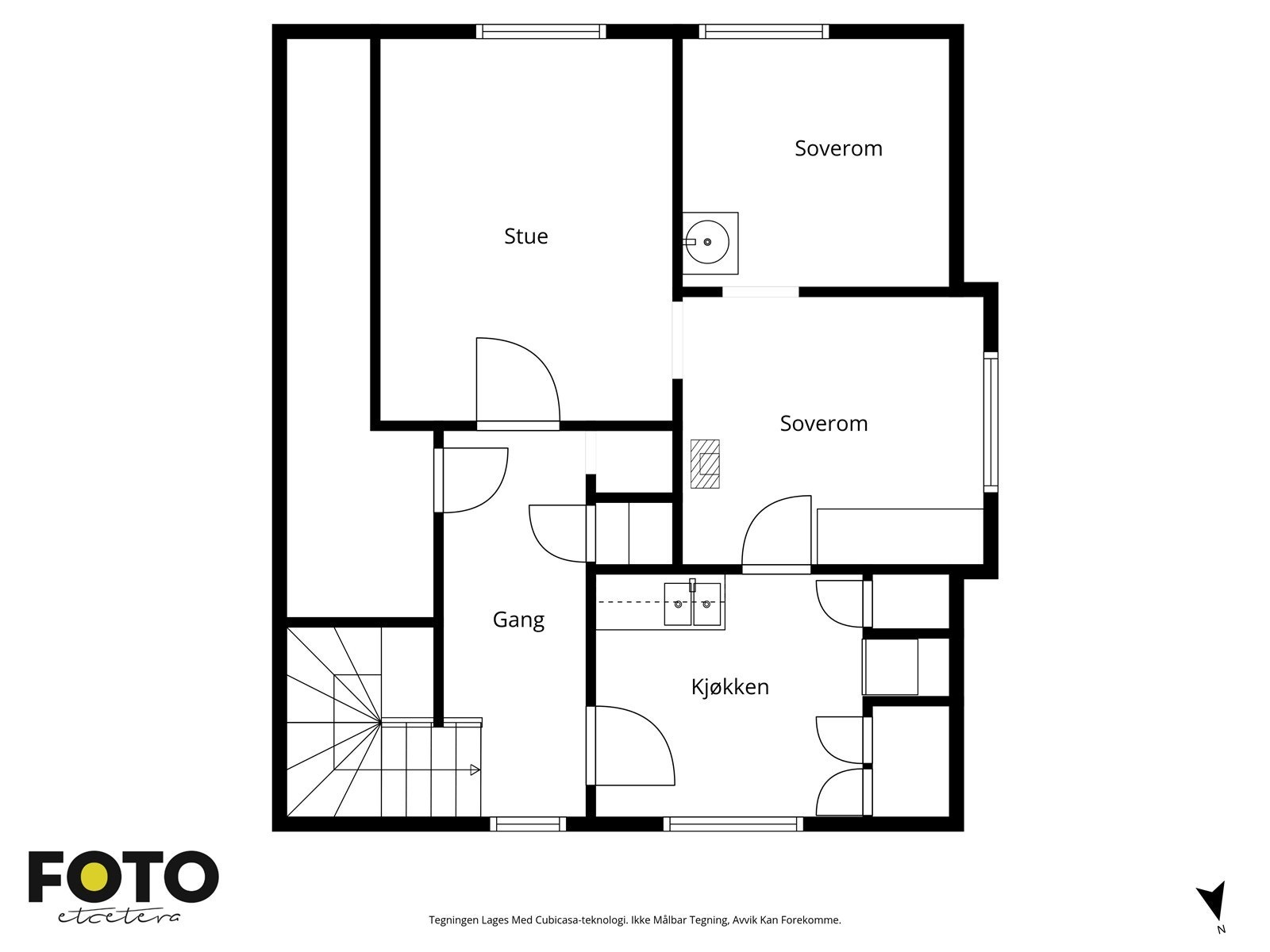 Andre etasje er innredet som en egen boenhet med stue, kjøkken og to soverom. Galleribilde