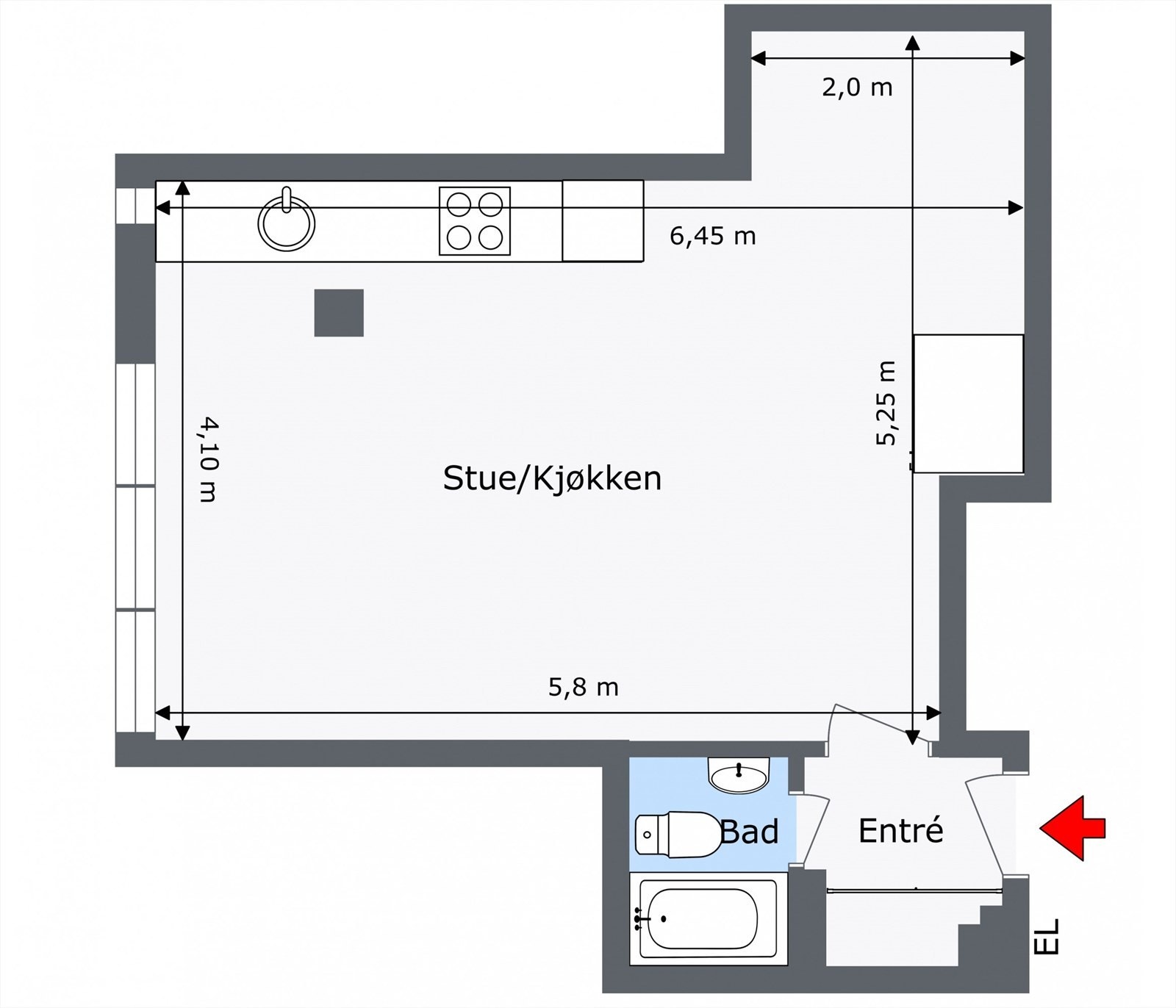 Plantegning - 4. etasje med heis Galleribilde
