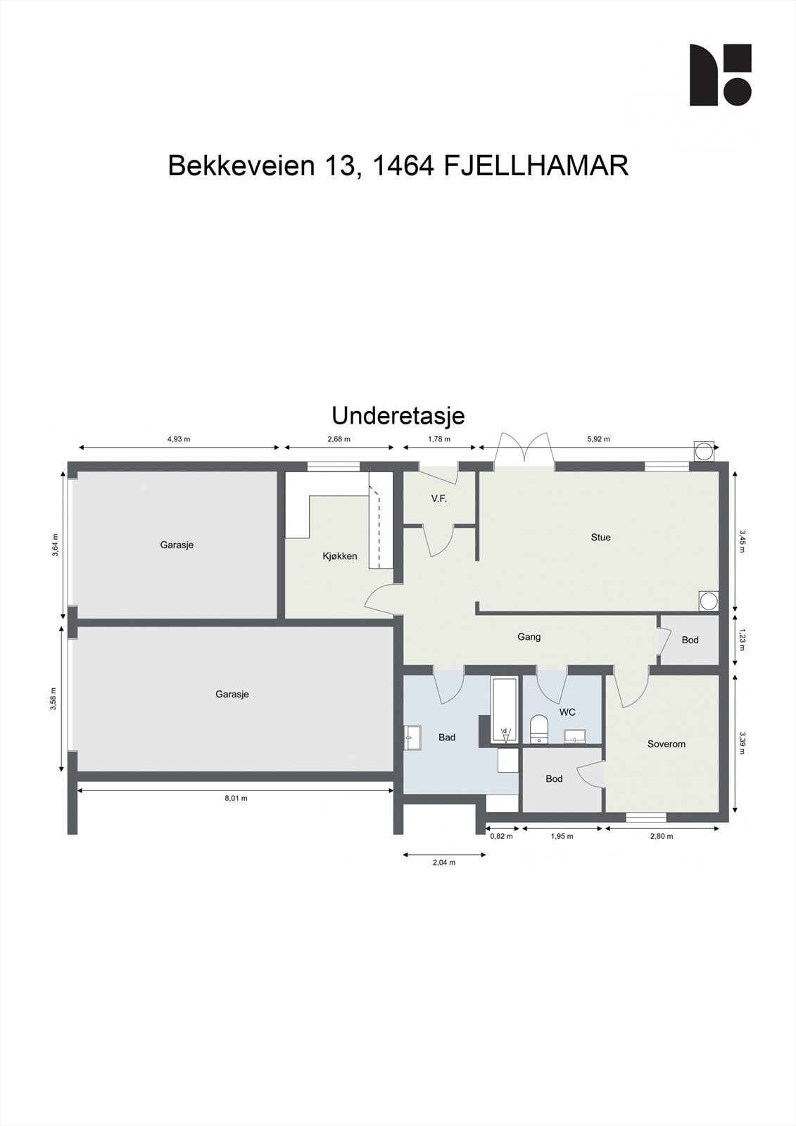 Plantegning underetasje. Galleribilde