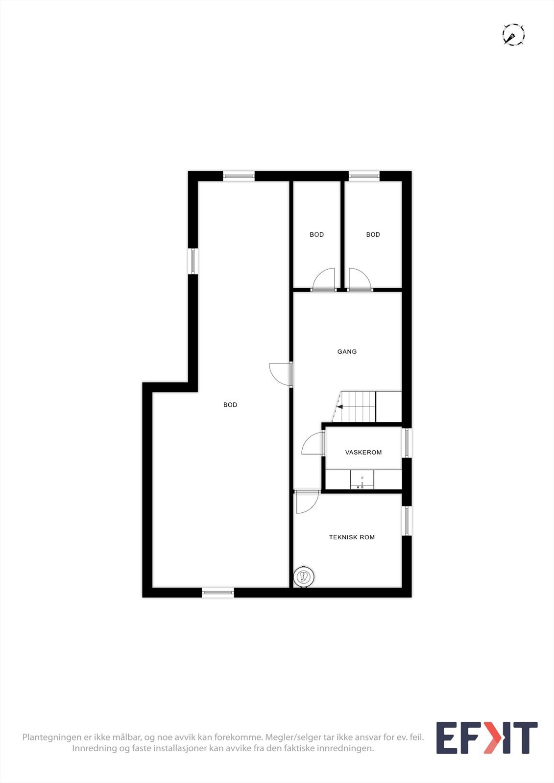Plantegningen er ikke målbar, og noe avvik kan forekomme. Megler/selger tar ikke ansvar for ev. feil. Innredning og faste installasjoner kan avvike fra den faktiske innredningen. Galleribilde