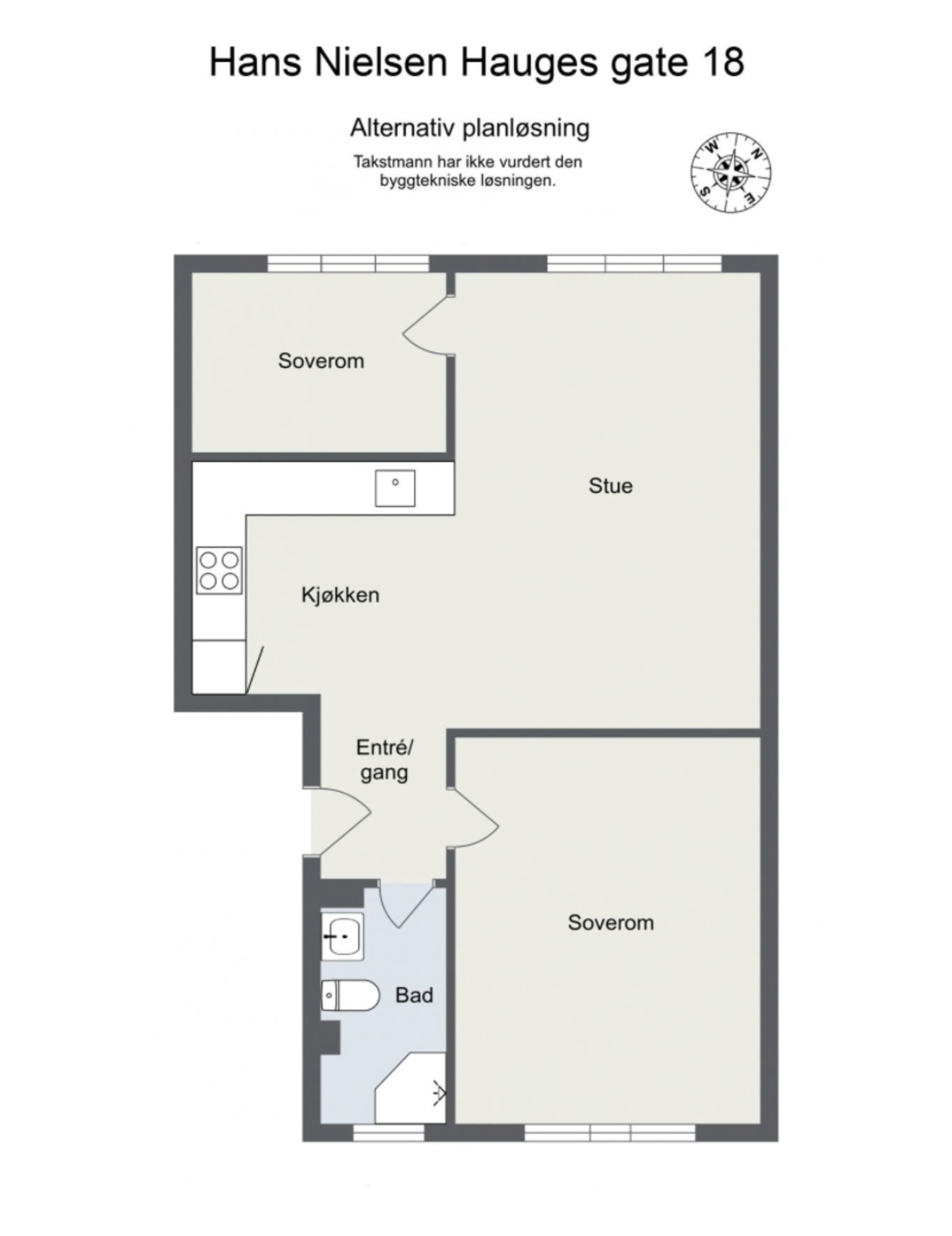 Andre i aksjelaget har flyttet på kjøkken, og på den måten etablert et soverom til. Det kan se slik ut. Galleribilde