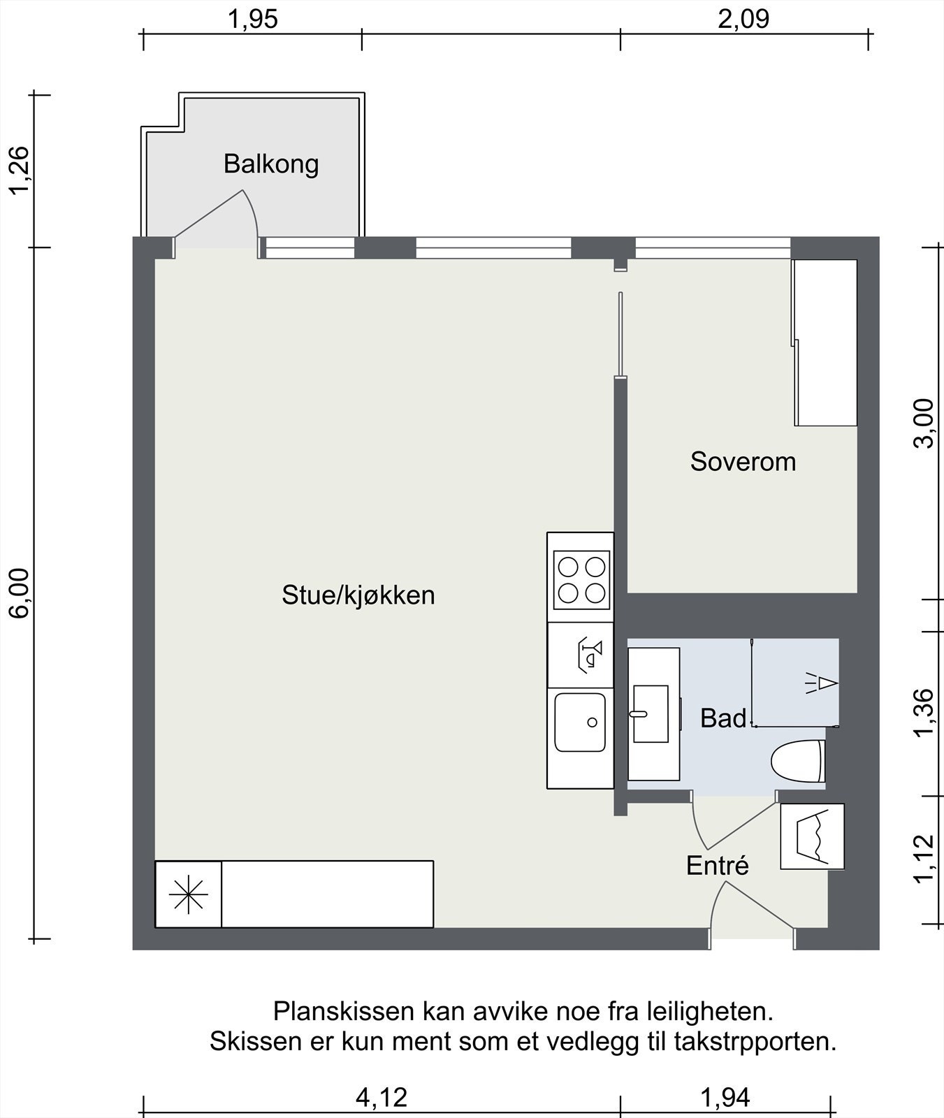 Plantegning. Leiligheten disponerer 2 boder og har tilgang til felles vaskeri med tørkerom, samt sykkelparkering. Galleribilde