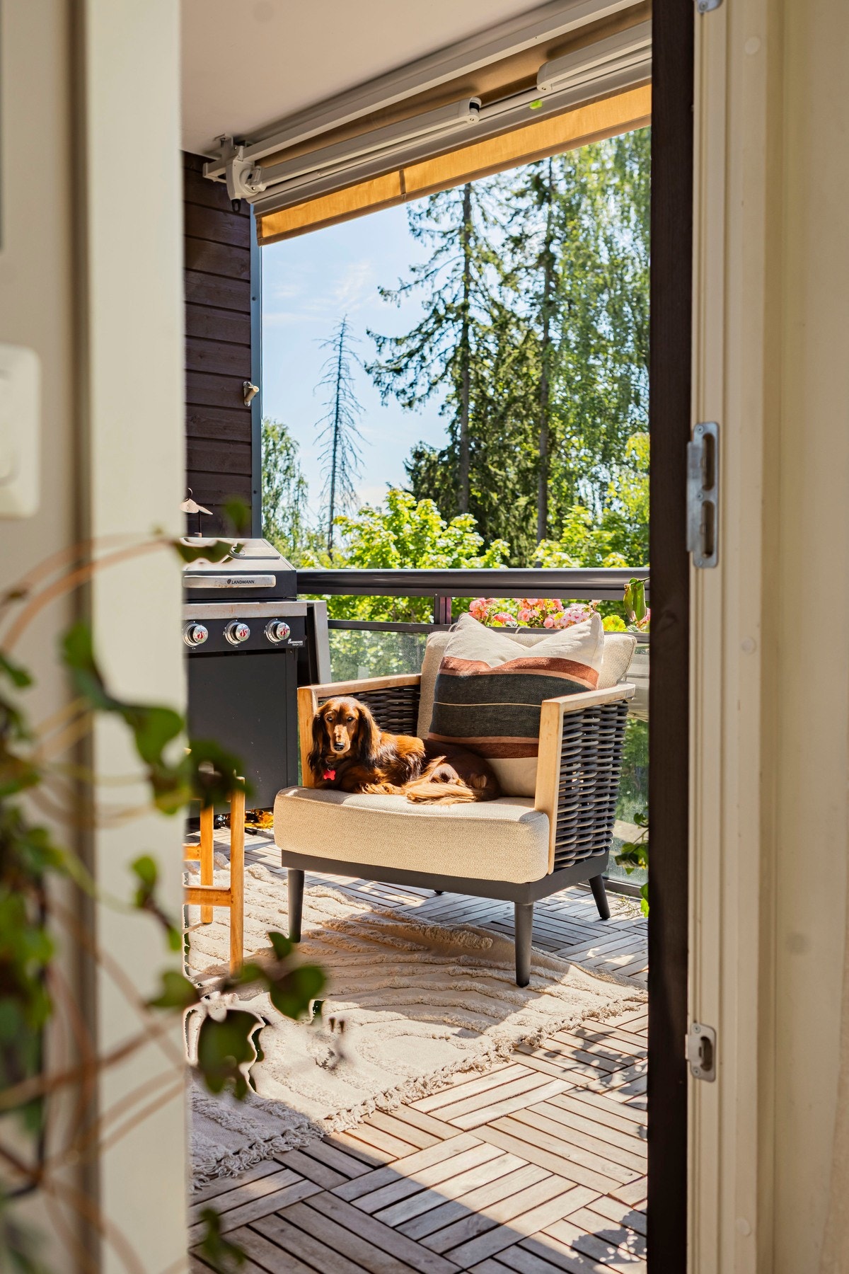 Fra stuen er det direkte utgang til leilighetens lekre balkong med fantastisk utsikt. Galleribilde