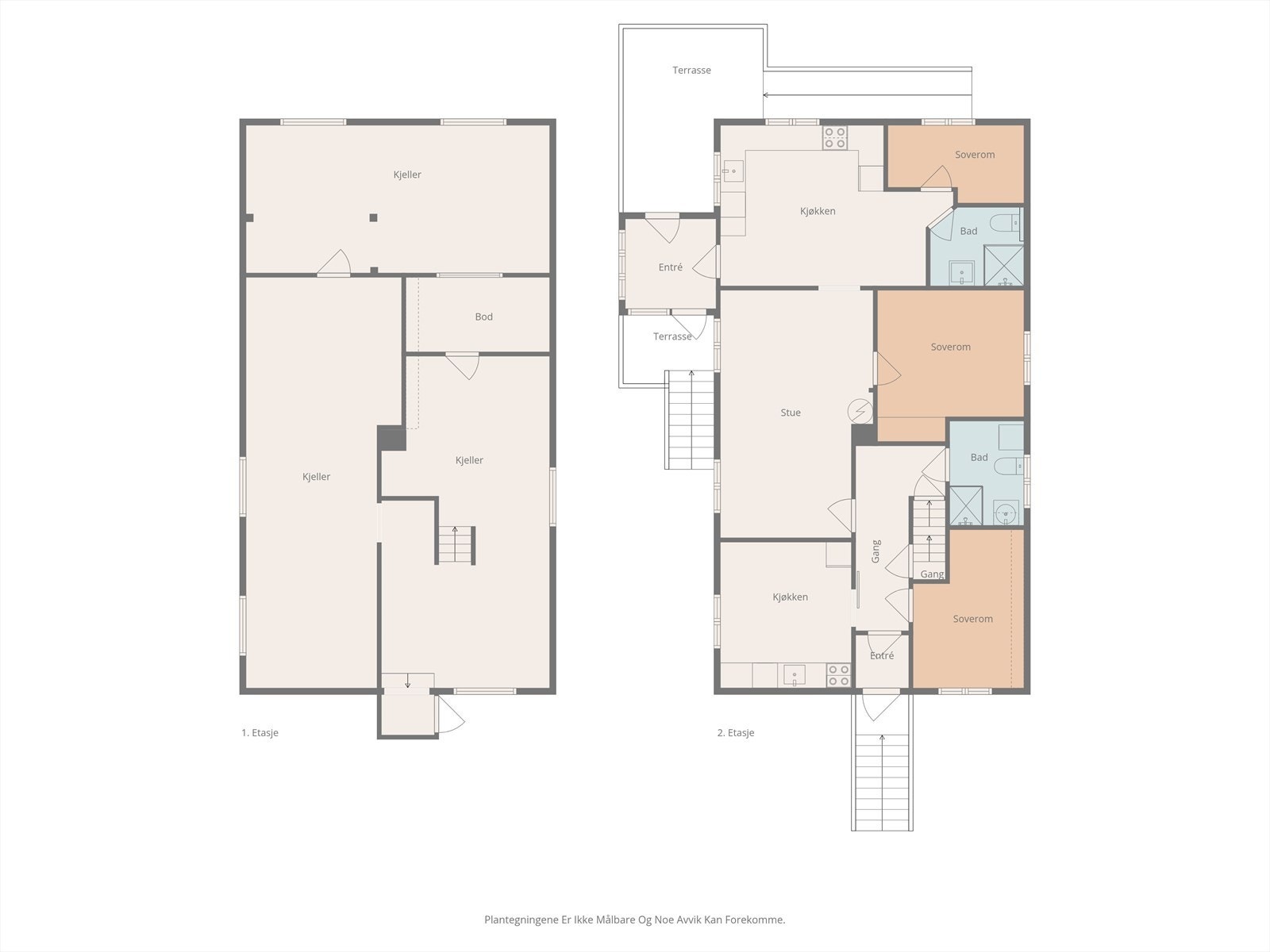Samlet planløsning kjeller og hovedetasje. Galleribilde