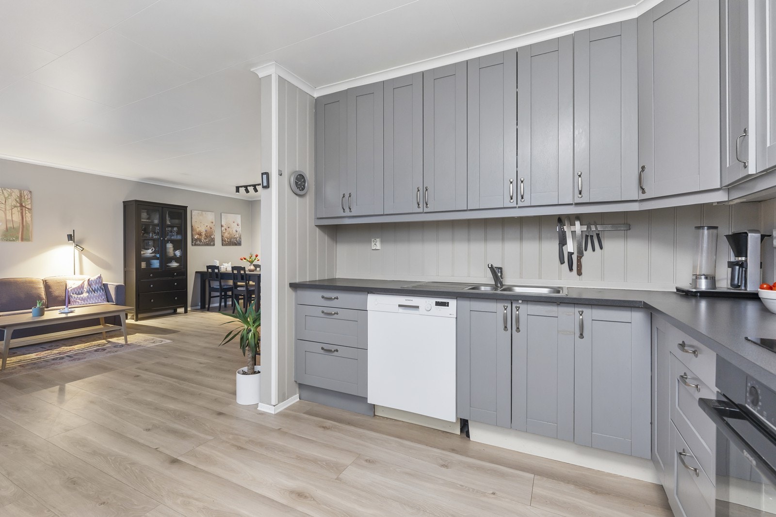 Delvis åpen løsning til stuen. Galleribilde