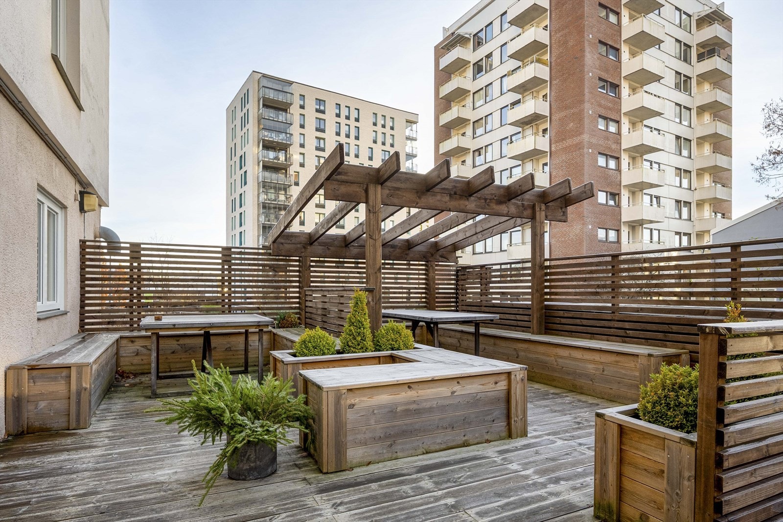 En hyggelig, felles uteplass med sittegrupper er tilgjengelig for alle beboerne. Galleribilde