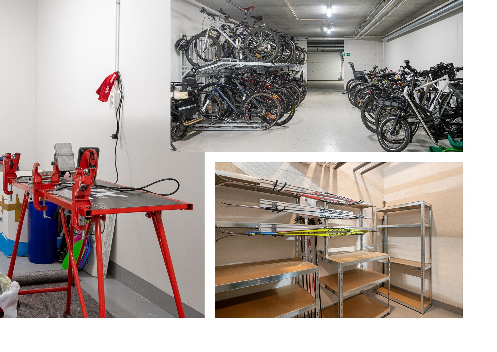 Beboerne har tilgang til smørebod, sykkelparkering med pumpe og redskaper, samt felles overnattingshybel og felles møte/-selskapslokaler som kan leies av den enkelte. Leiligheten disponerer en kjellerbod på ca. 5 kvm. Galleribilde