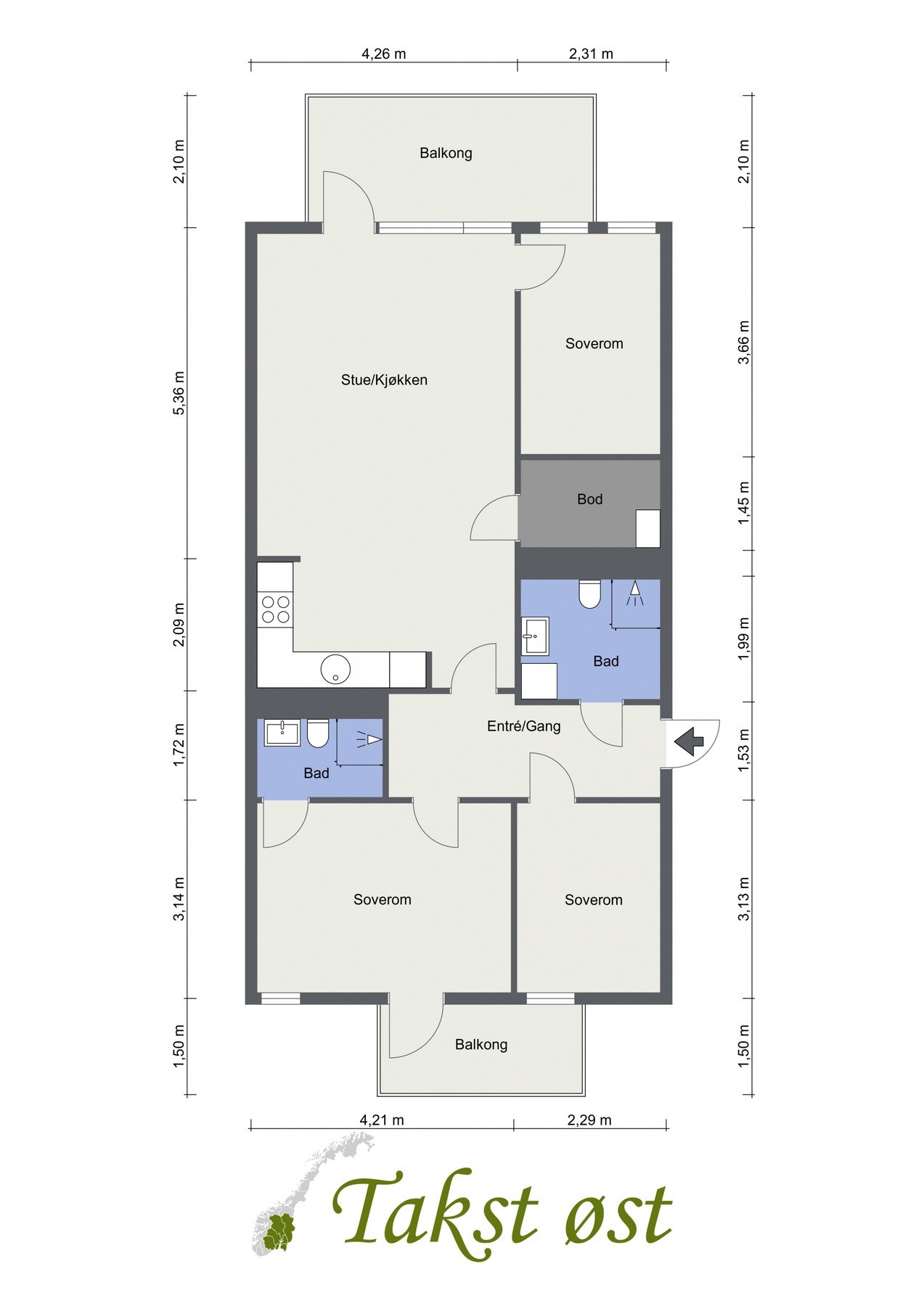 Leilighetens planskisse - avvik kan forekomme. Galleribilde