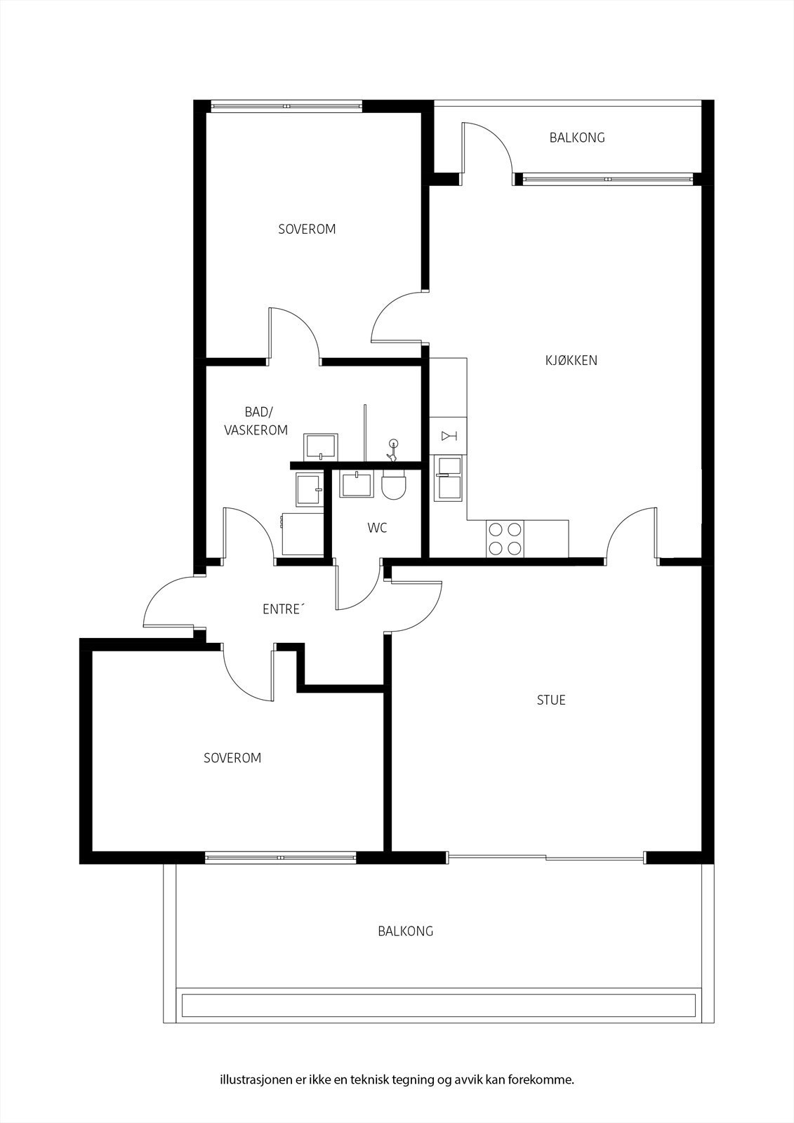 Fototegning av Professor Hansteens gate 79, leilighet 401. Galleribilde