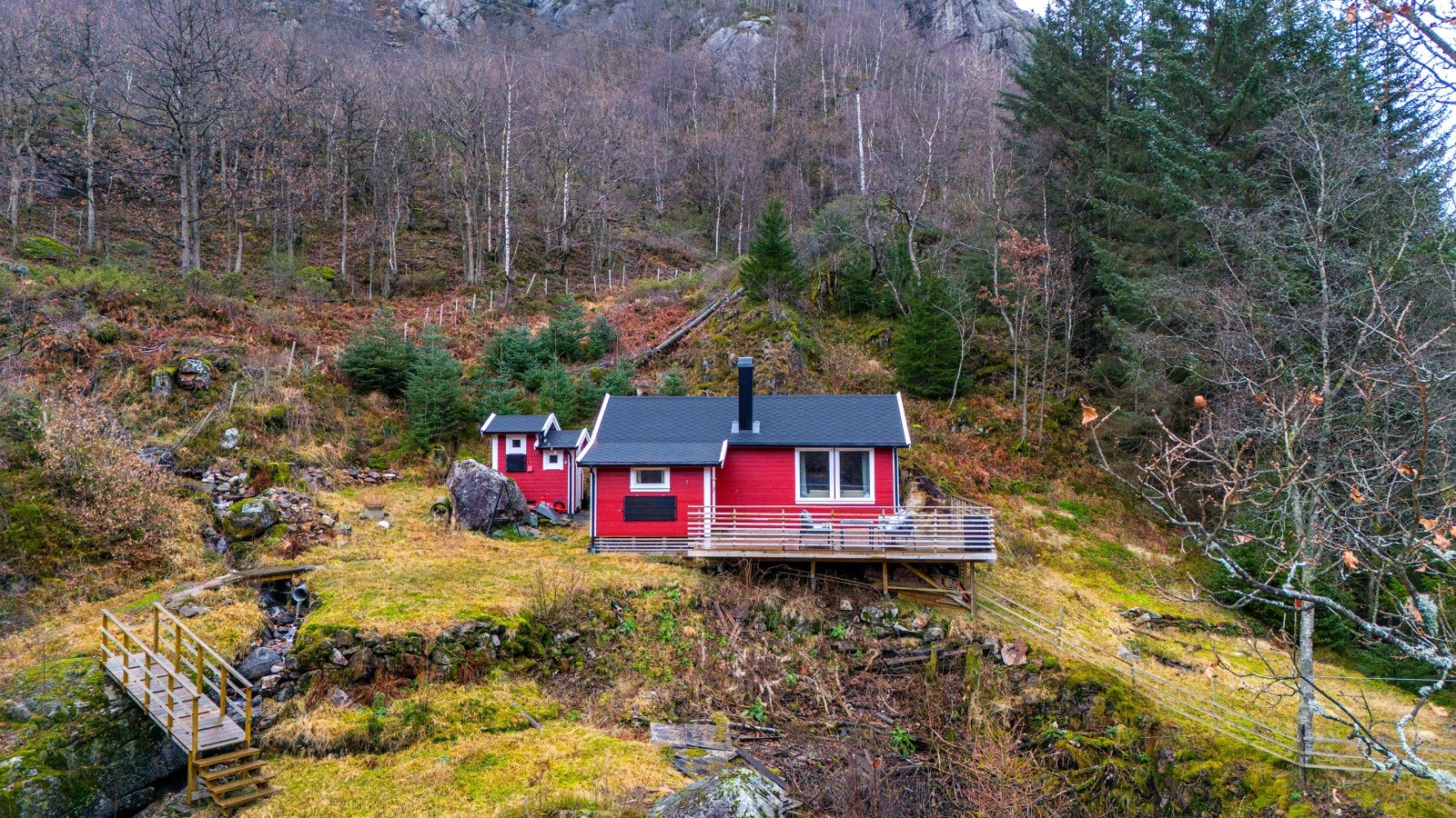 Her befinner man seg midt i flott natur med flere turområder like ved. Galleribilde