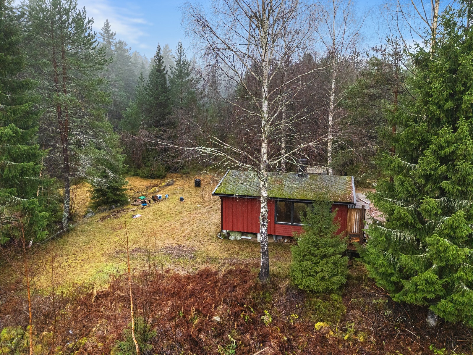 Hytta med tomt rundt Galleribilde