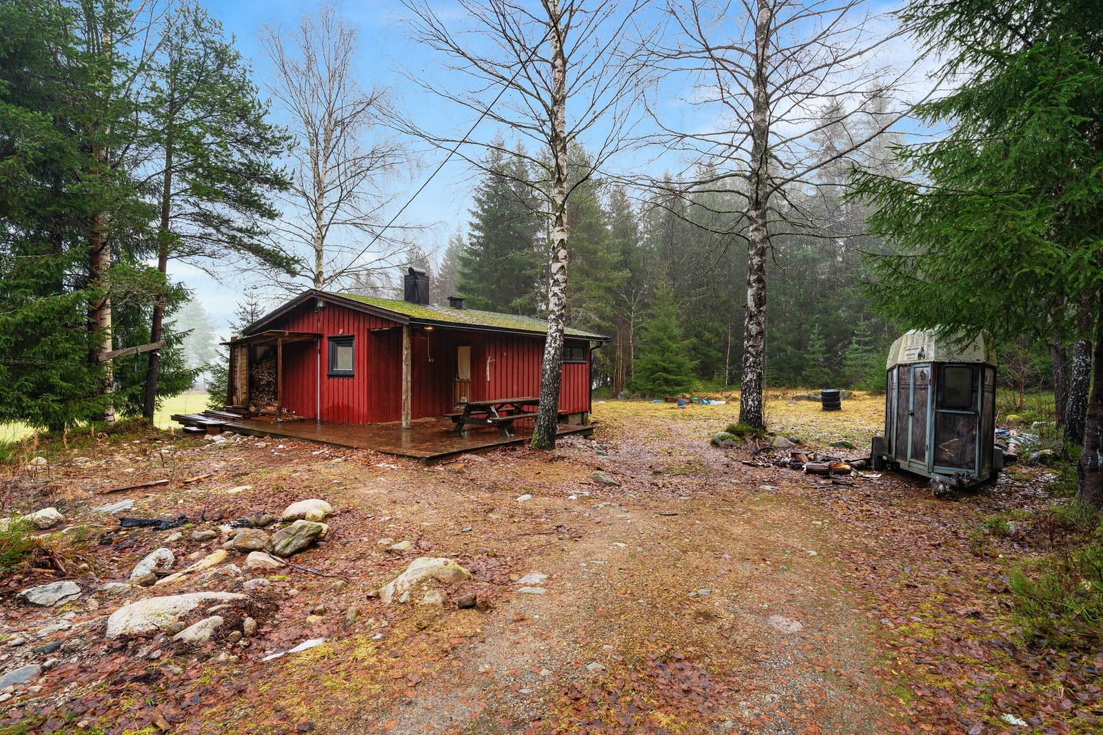 Hytta med tomt rundt Galleribilde