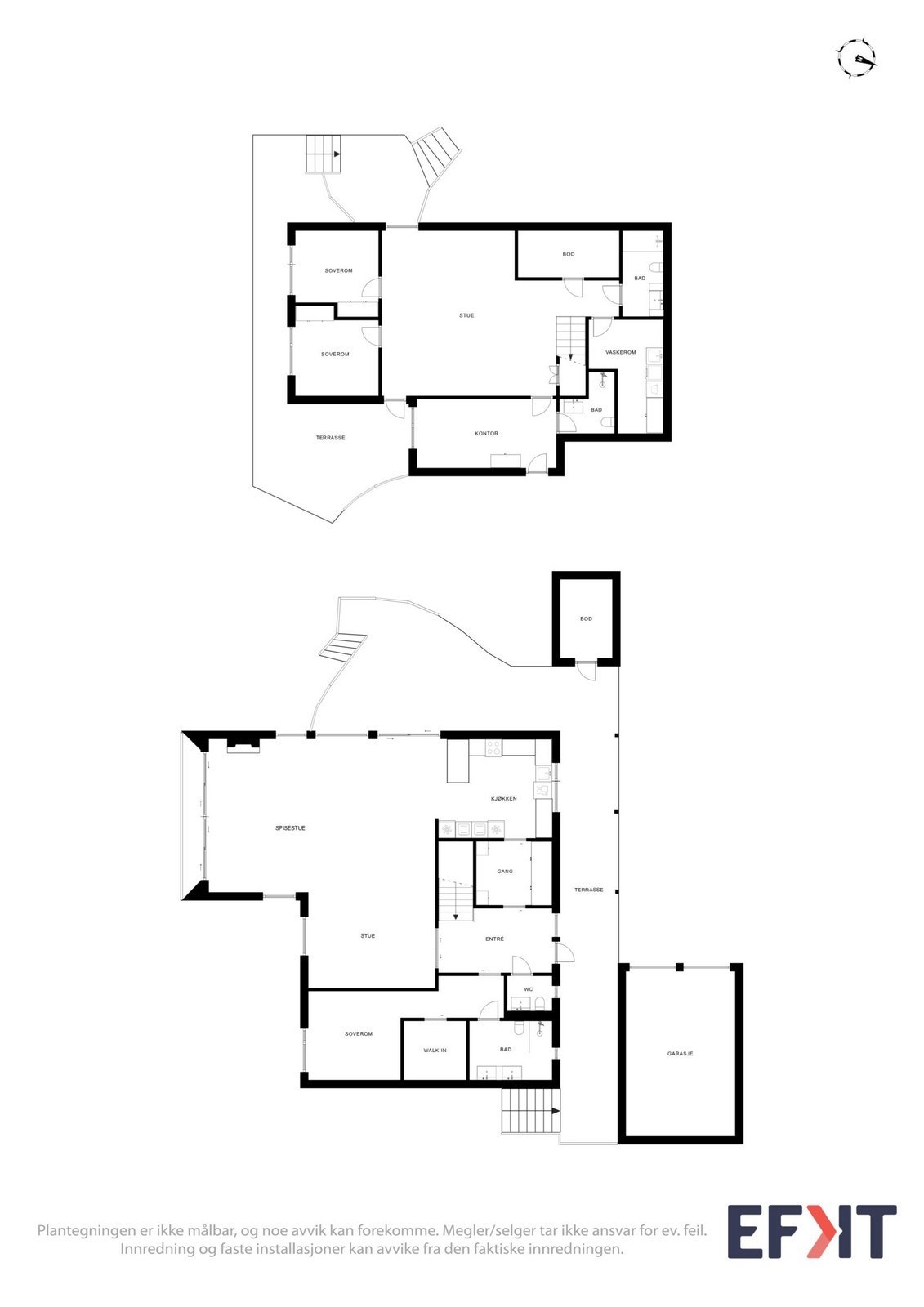 Plantegninger fra begge plan i boligen. Galleribilde