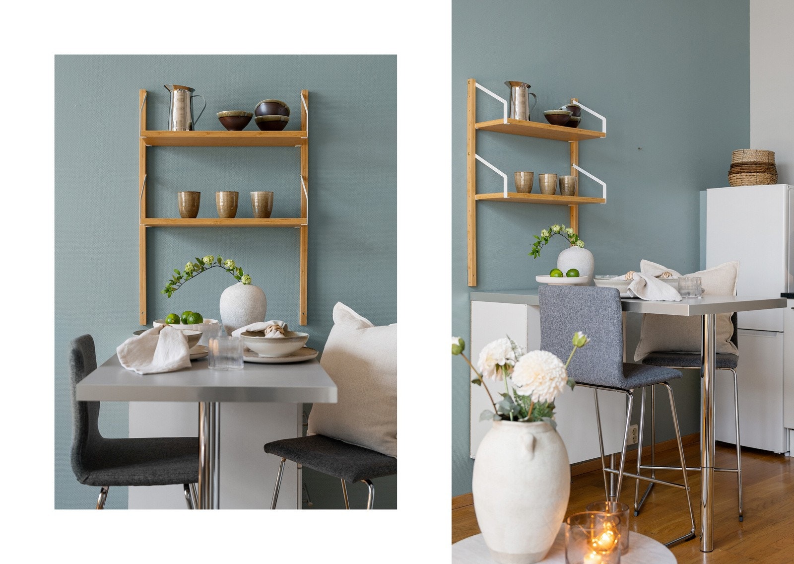 Den praktiske barløsningen ved kjøkkenet gir en hyggelig sitteplass, perfekt for frokost eller en rask kaffepause. Galleribilde