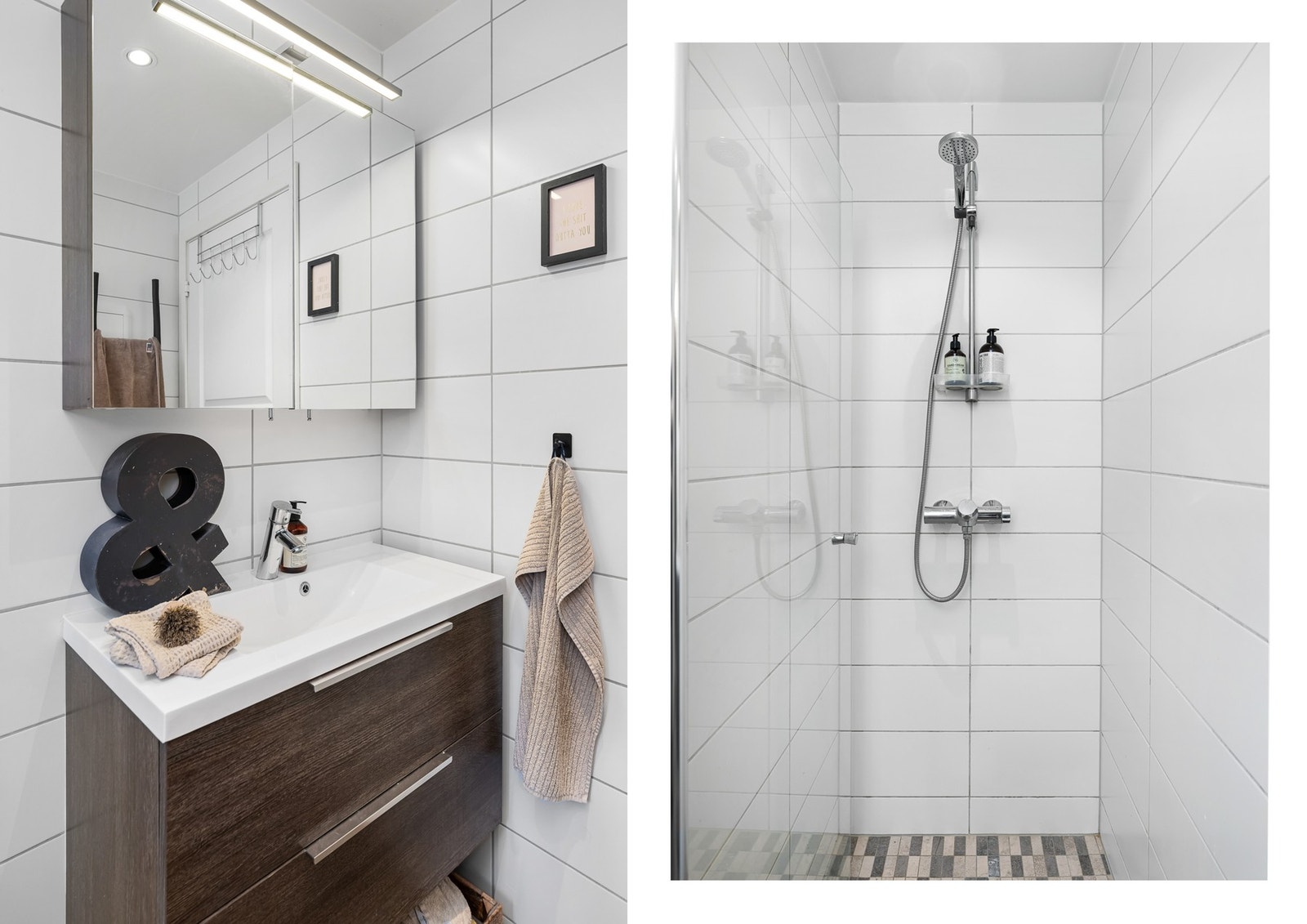 Badet ble pusset opp i 2016, er helfliset og har varmekabler i gulvet. Galleribilde