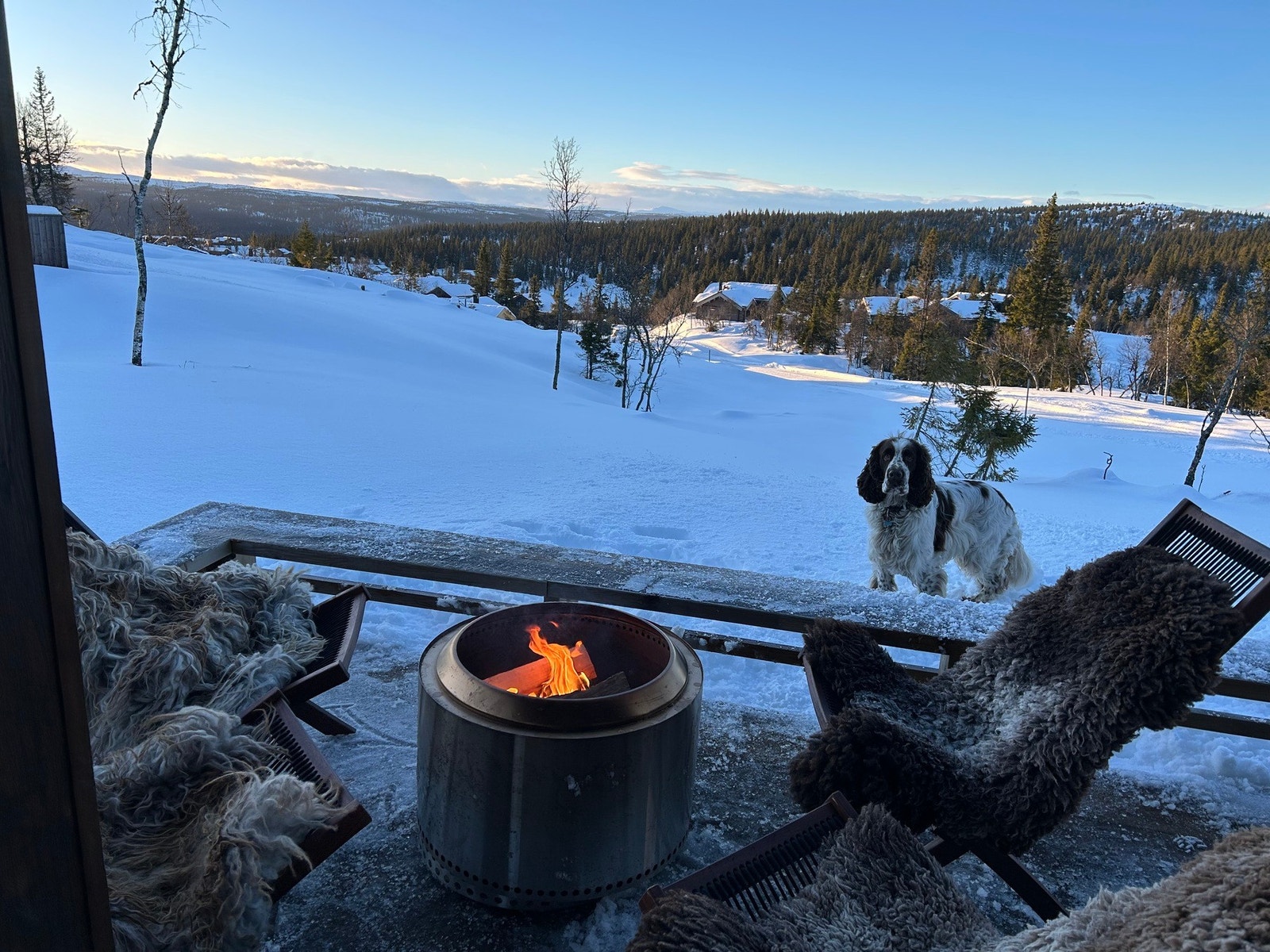 Fra hytta er det en fantastisk langstrakt utsikt over den vakre fjellheimen - her kan nydelige solnedganger over fjellene nytes - bilde tatt av selger Galleribilde