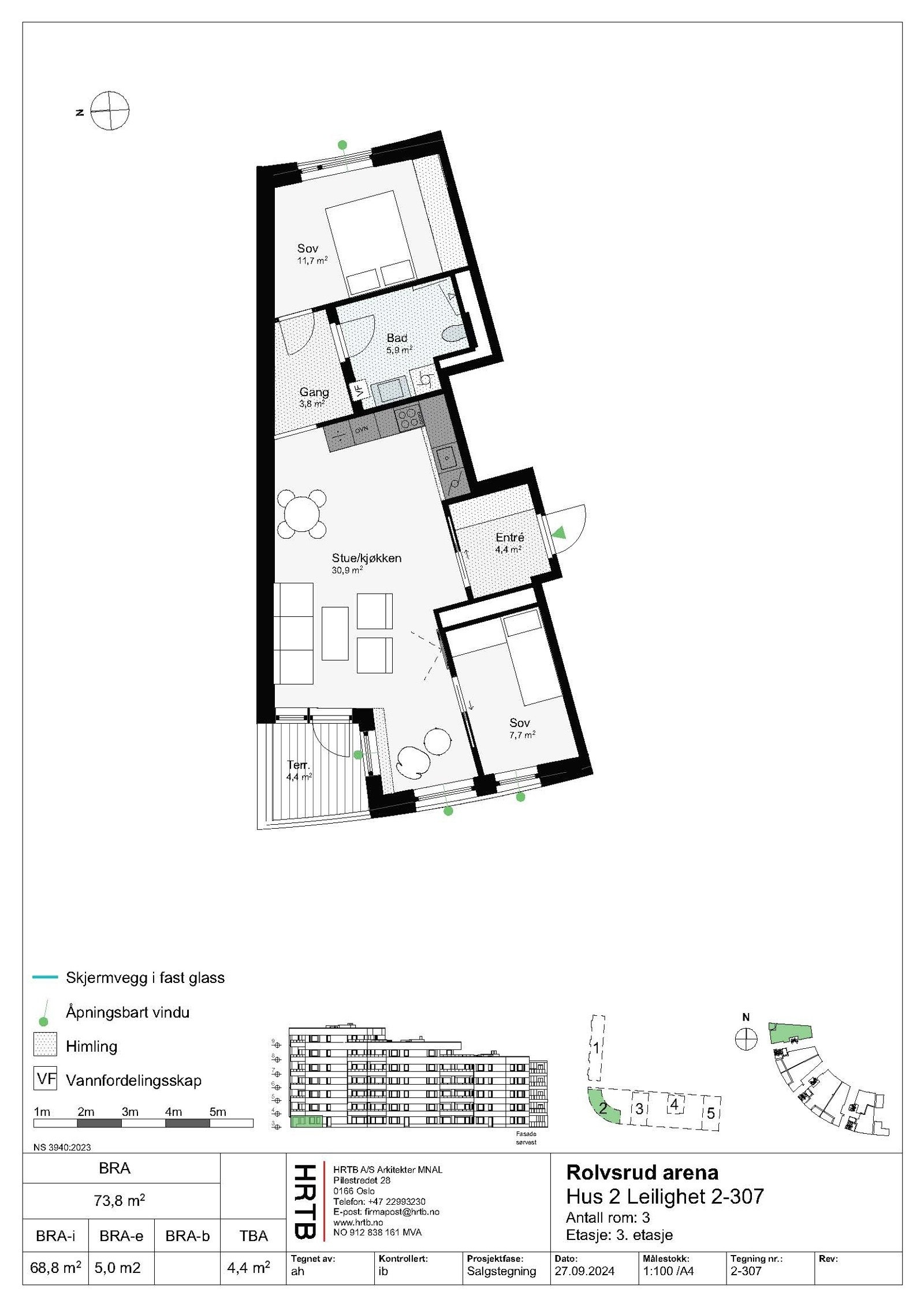 Plantegning - leilighet 307 Galleribilde
