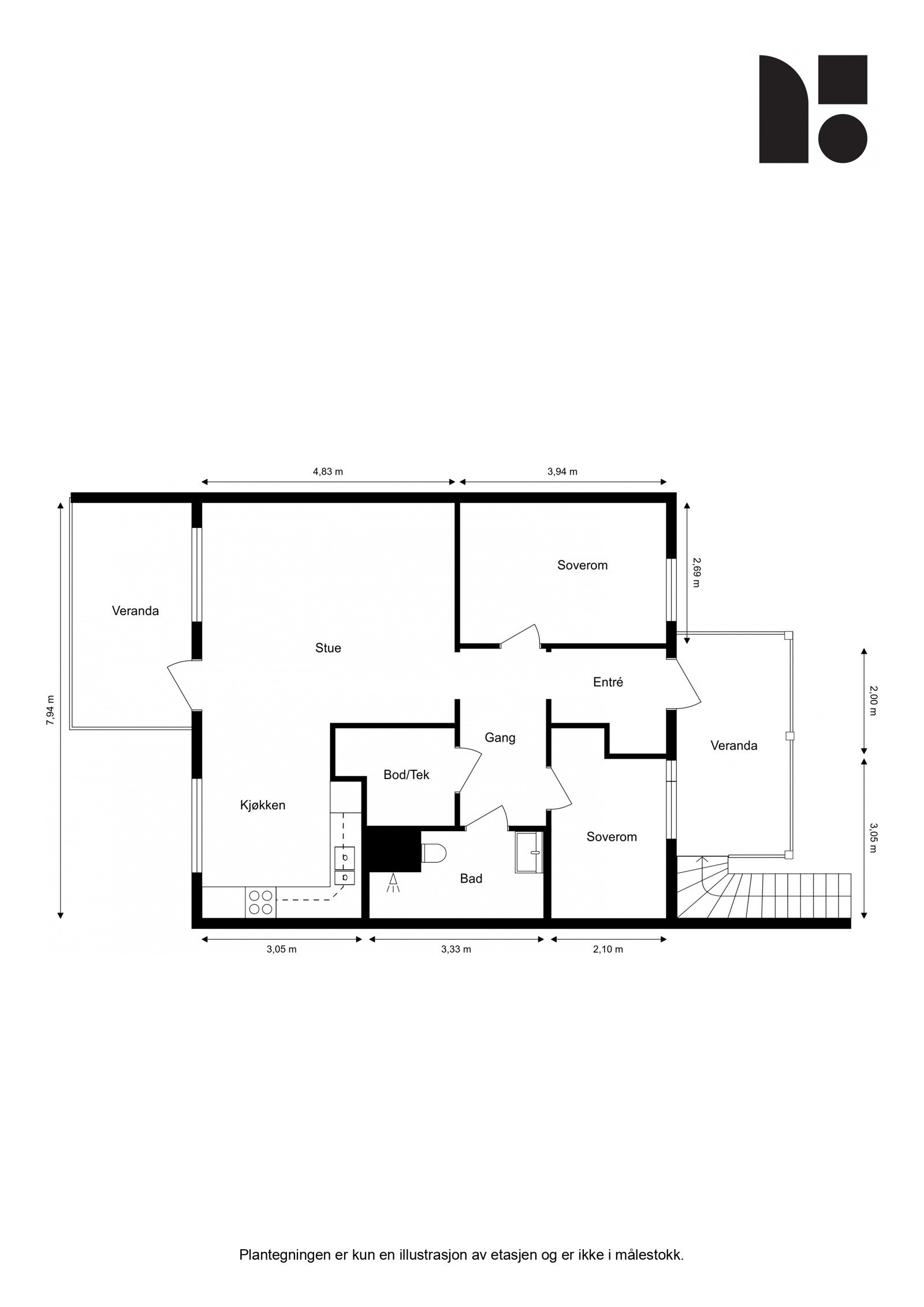 Plantegning 2. etasje til orientering. Galleribilde