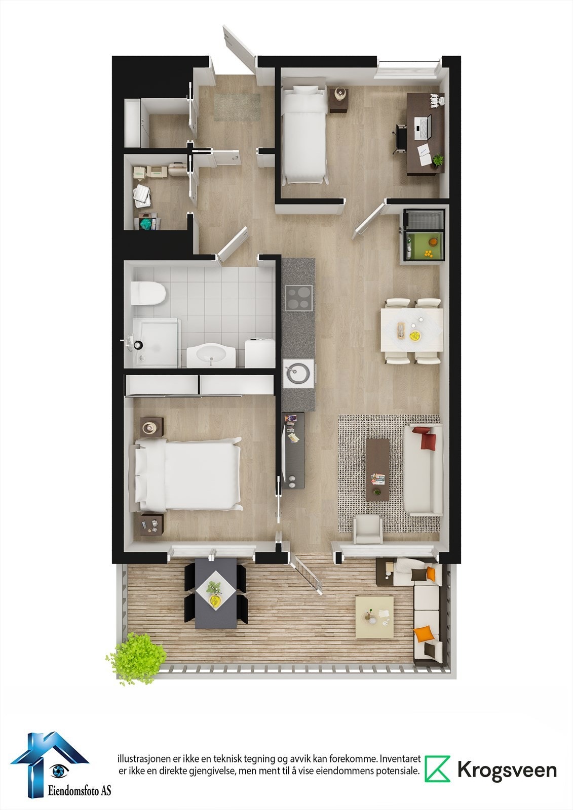 Møblert planskisse - Gildevangen 10 A - 6. etasje Galleribilde