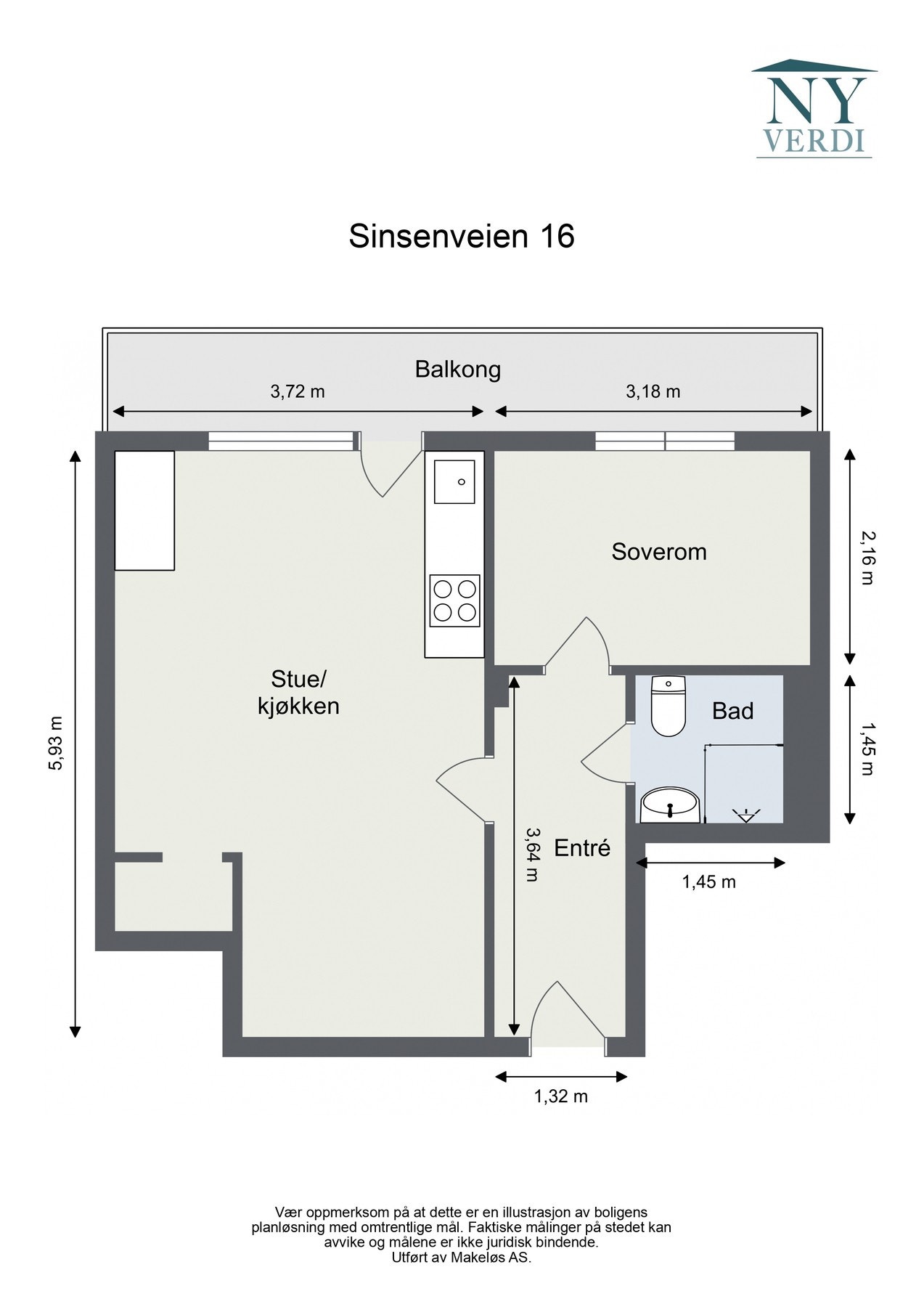 Leilighetens planskisse - avvik kan forekomme. Galleribilde
