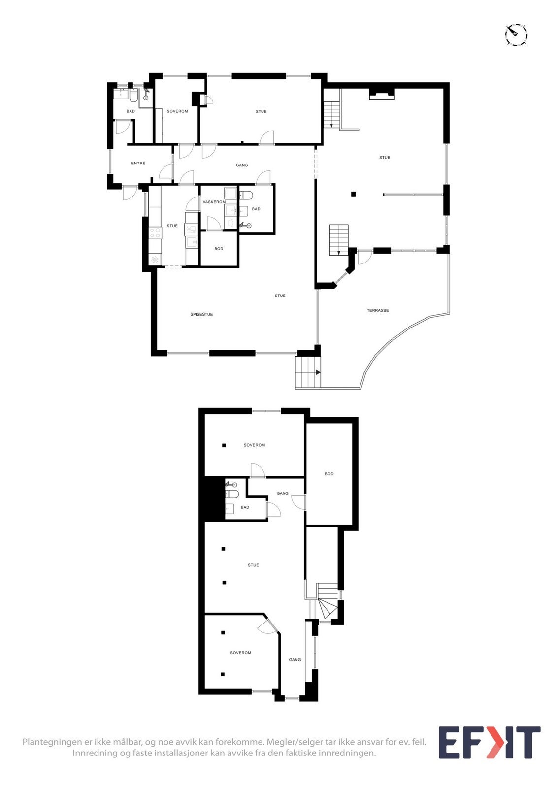 Plantegning begge etasjer. Galleribilde