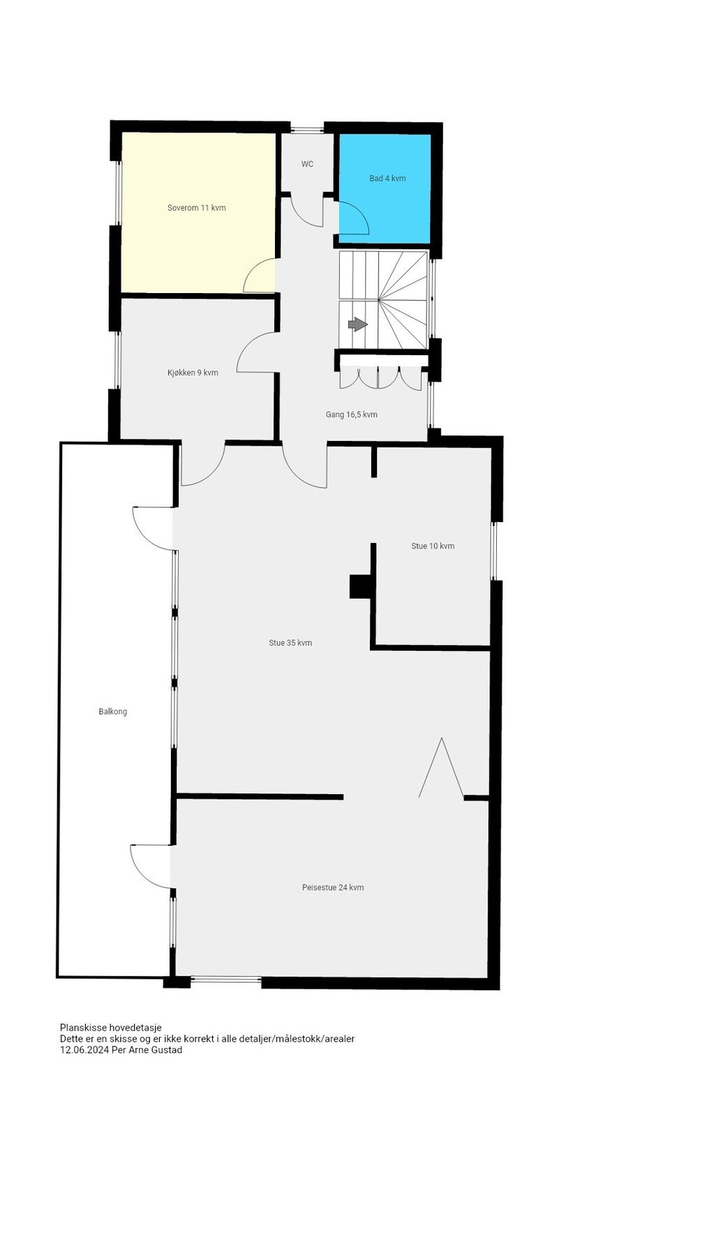 Planskisse - Hovedetasje Galleribilde