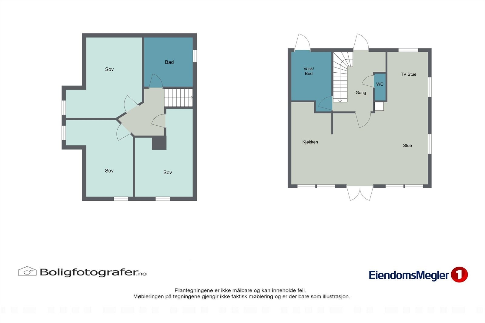 Plantegninger, begge etasjer. Galleribilde