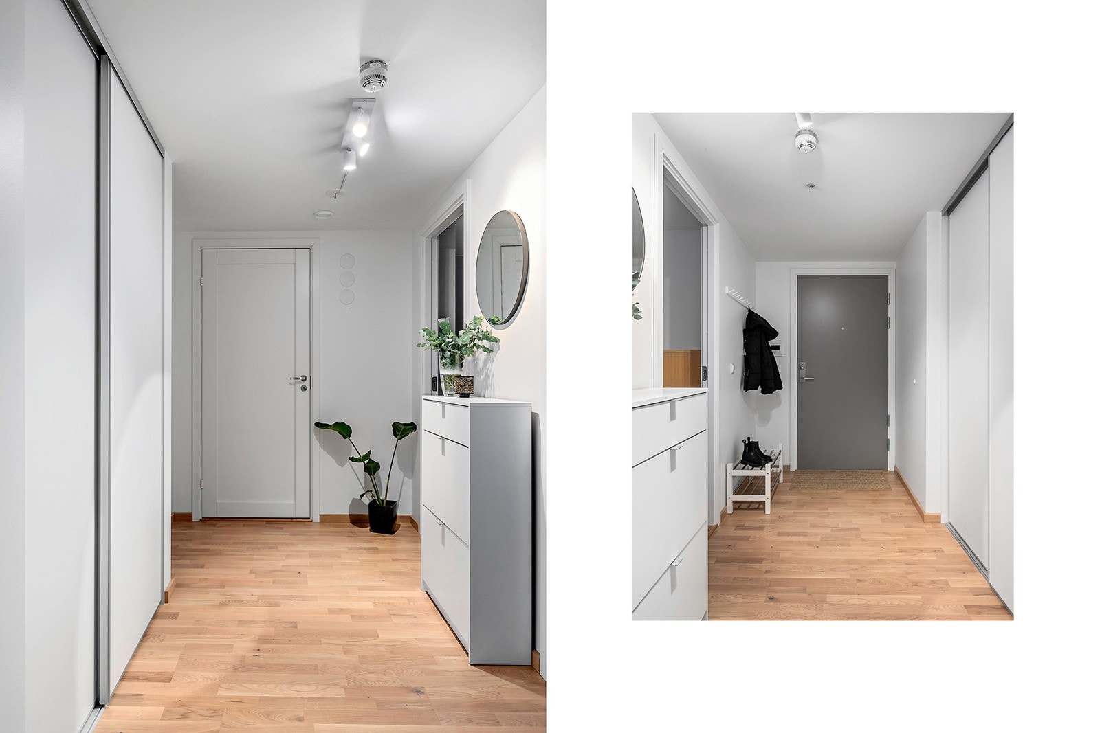 Leilighetens entré har godt med oppbevaring og har dør-calling anlegg. Galleribilde