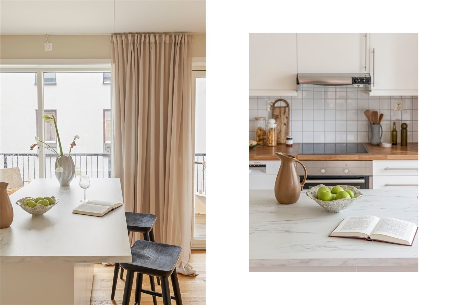 Kjøkkenet har en praktisk utforming med god lagringsplass i skapene. Galleribilde