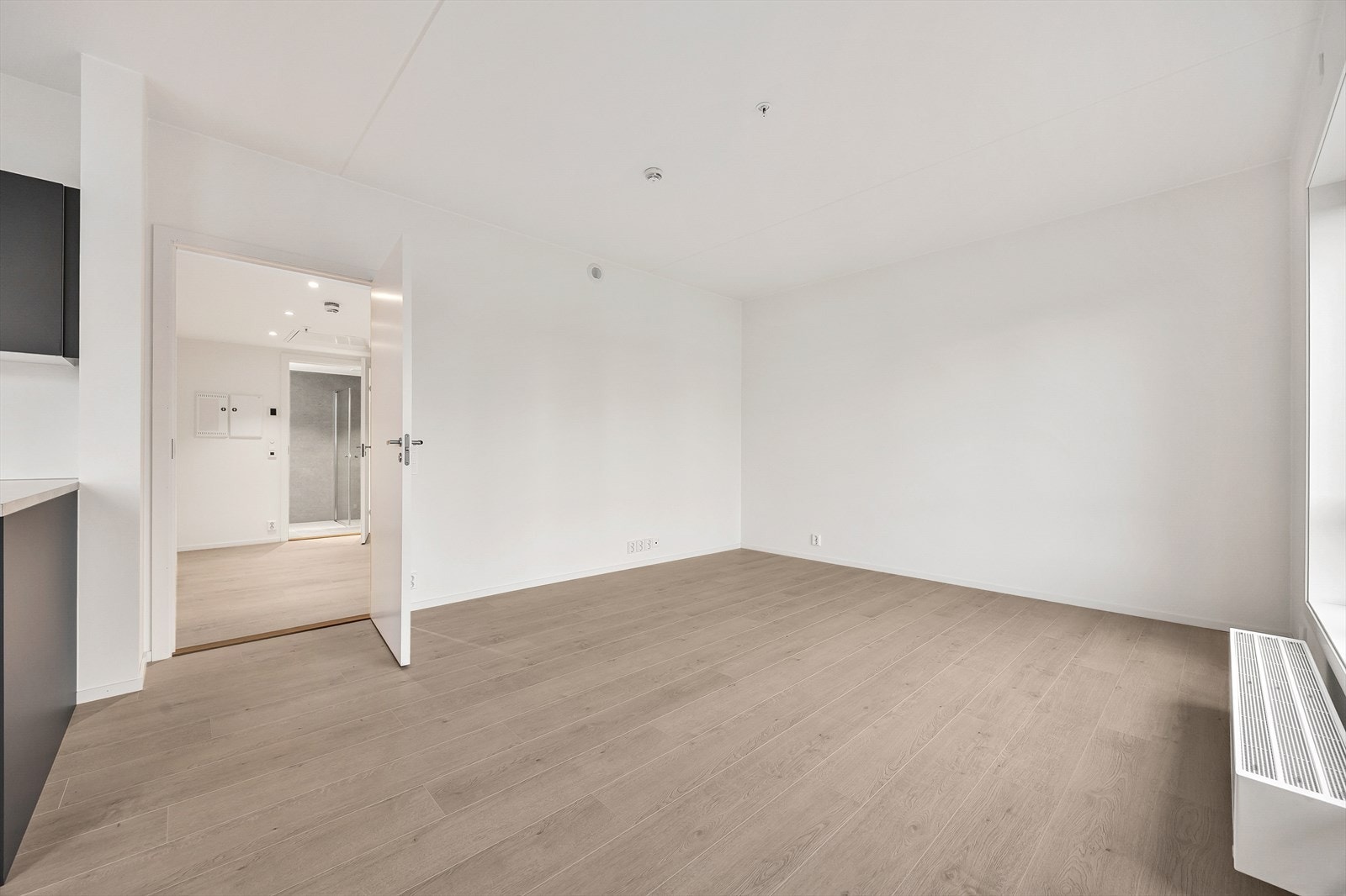 Fra stuen er det tilgang til leilighetens øvrige rom. Galleribilde