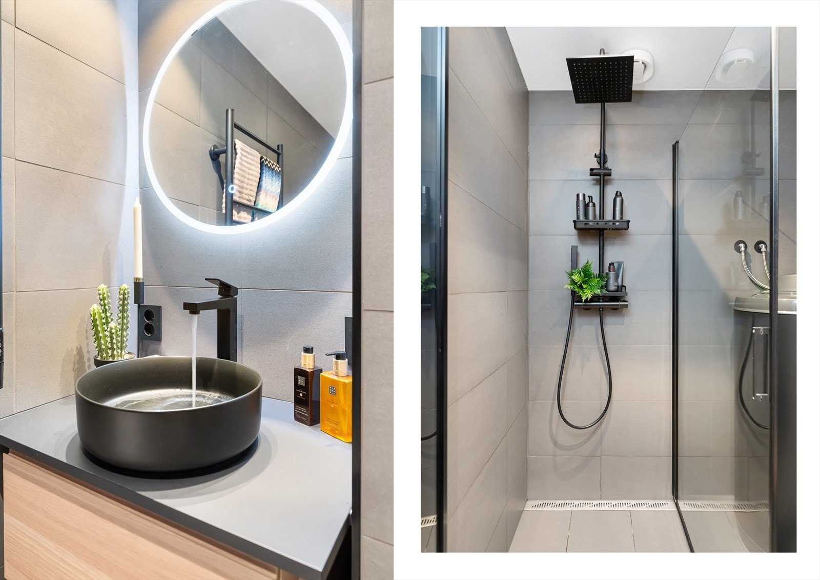 - samt et dusjhjørne med glassdører Galleribilde