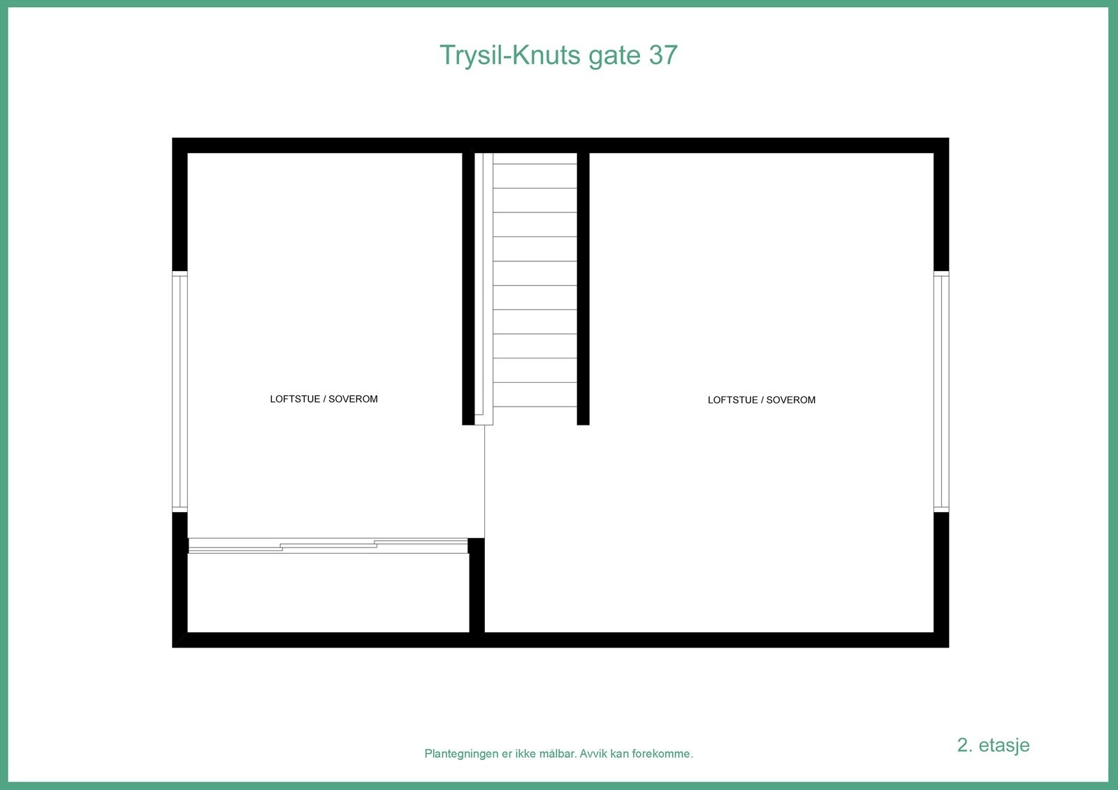 Plantegning (Etasjen er godkjent som hems og øvrig del som åpent ned mot stuen) Galleribilde