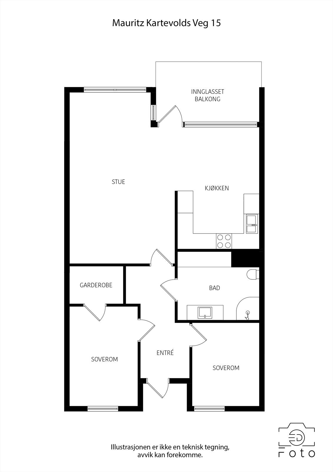 Plantegning Mauritz Kartevolds veg 15. Galleribilde