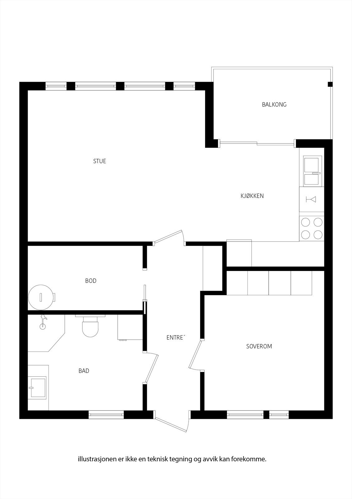 Fototegning Sjøveien 8A i 3 etasje Galleribilde