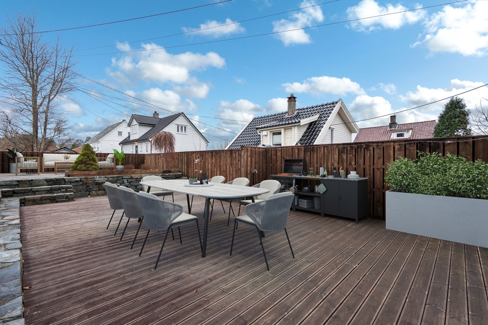 Sosial uteplass, digitalt stylet uteplass Galleribilde