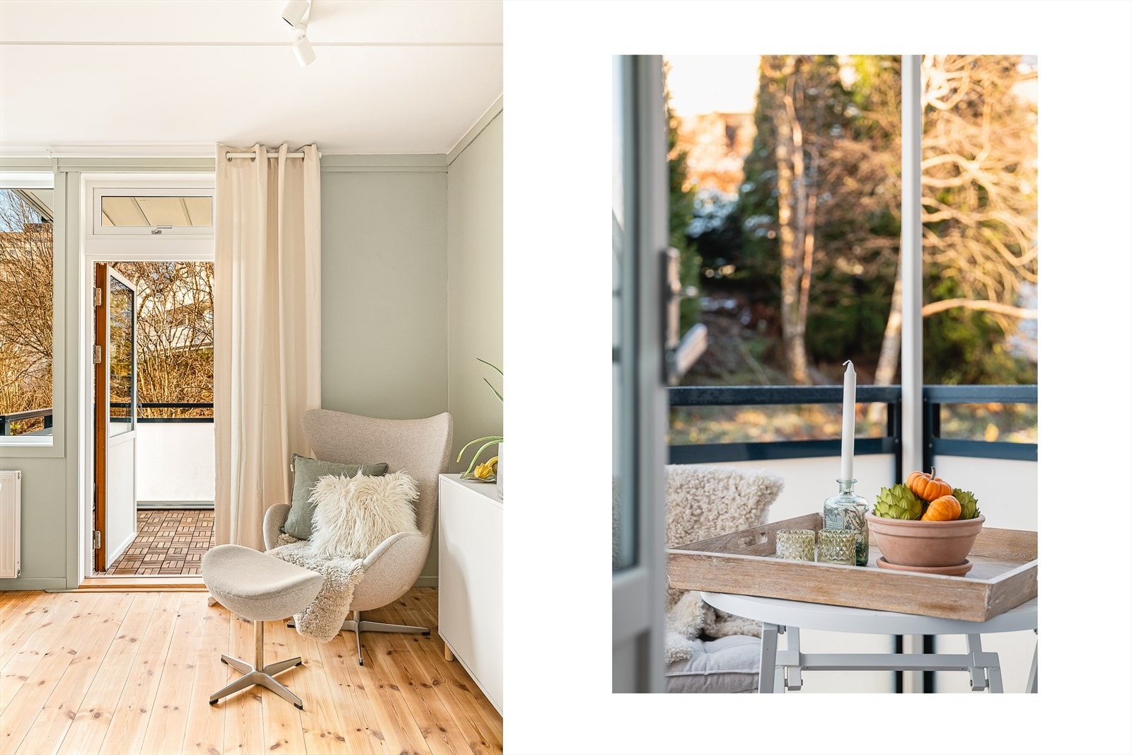 Fra stuen er det utgang til den overbygde altanen på 6,8 kvm. Galleribilde