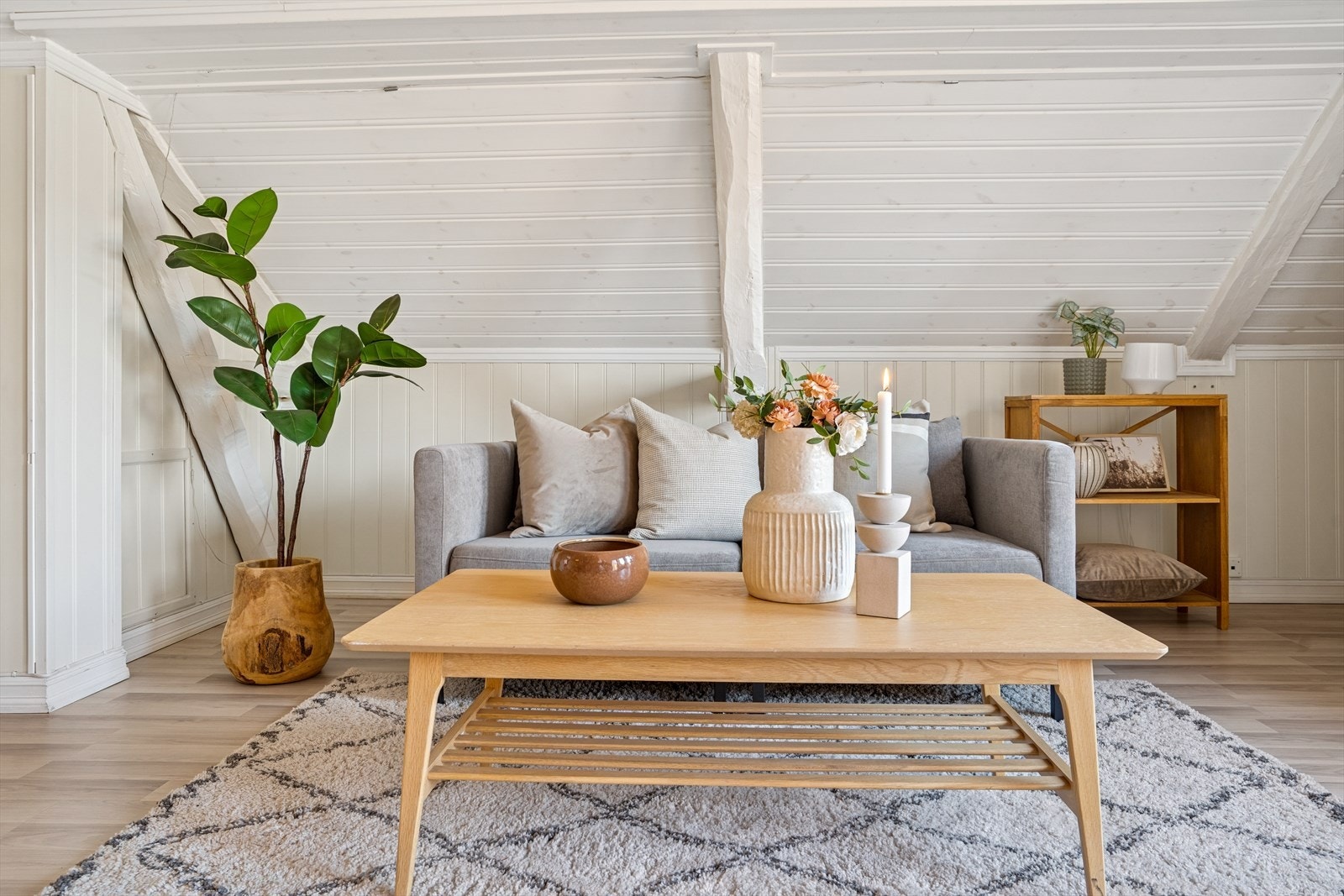 Stuen er av god størrelse med plass til sofa og tilhørende møblement. Galleribilde