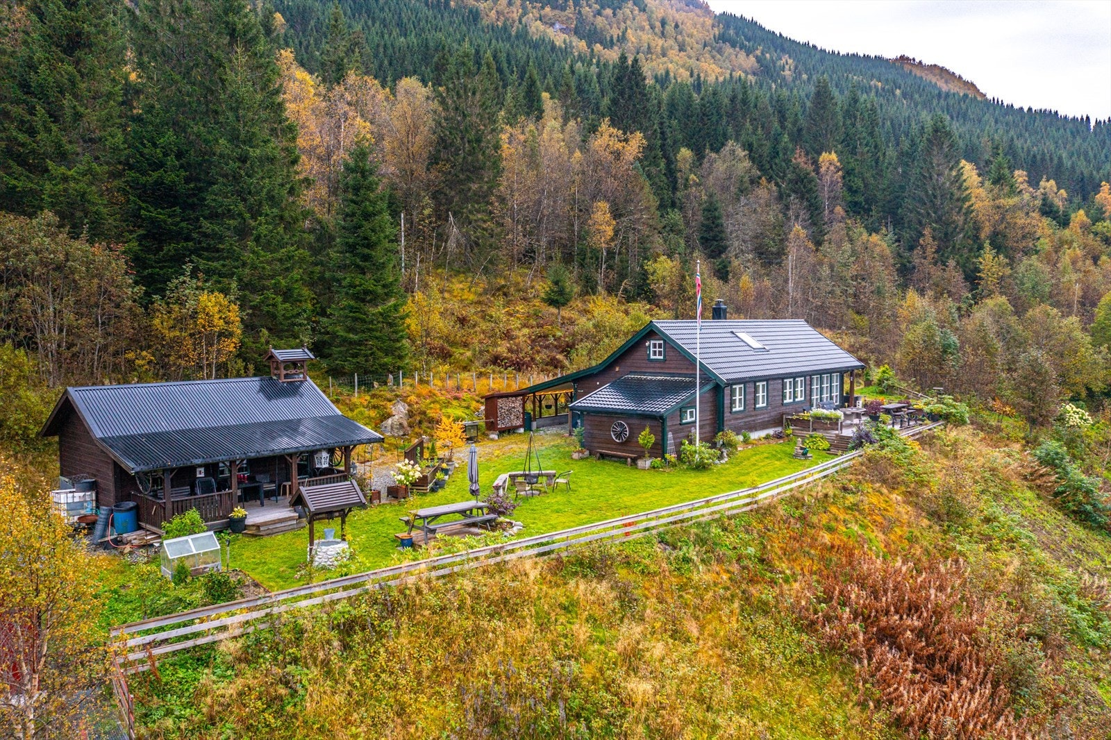 Eiendommen er bebygd med fritidshus og garasje. Galleribilde