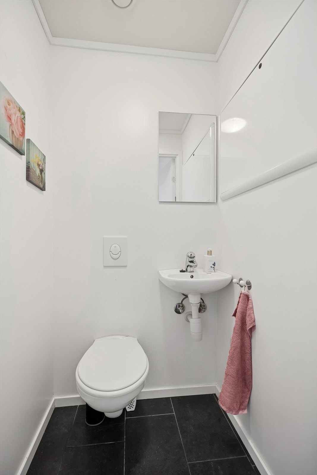 Toalettrommet ligger i tilknytning til entréen og fungerer som et gjestetoalett. Galleribilde