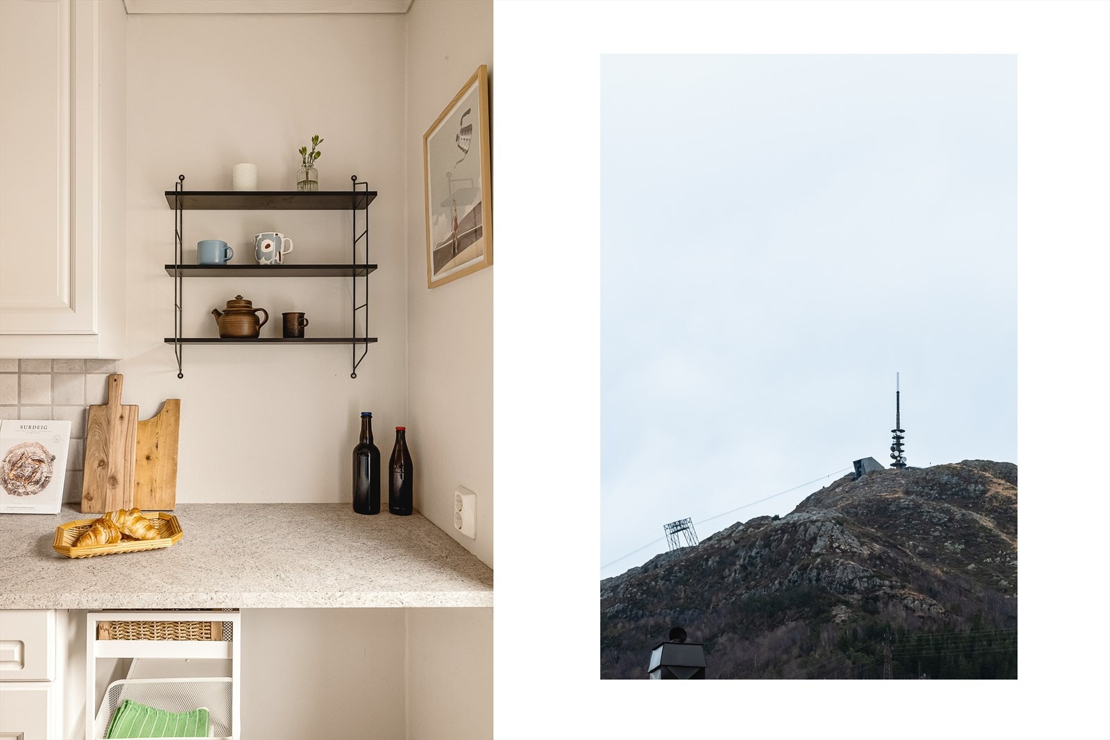 Fra kjøkkenvinduet er det utsikt opp mot toppen av Ulriken. Galleribilde