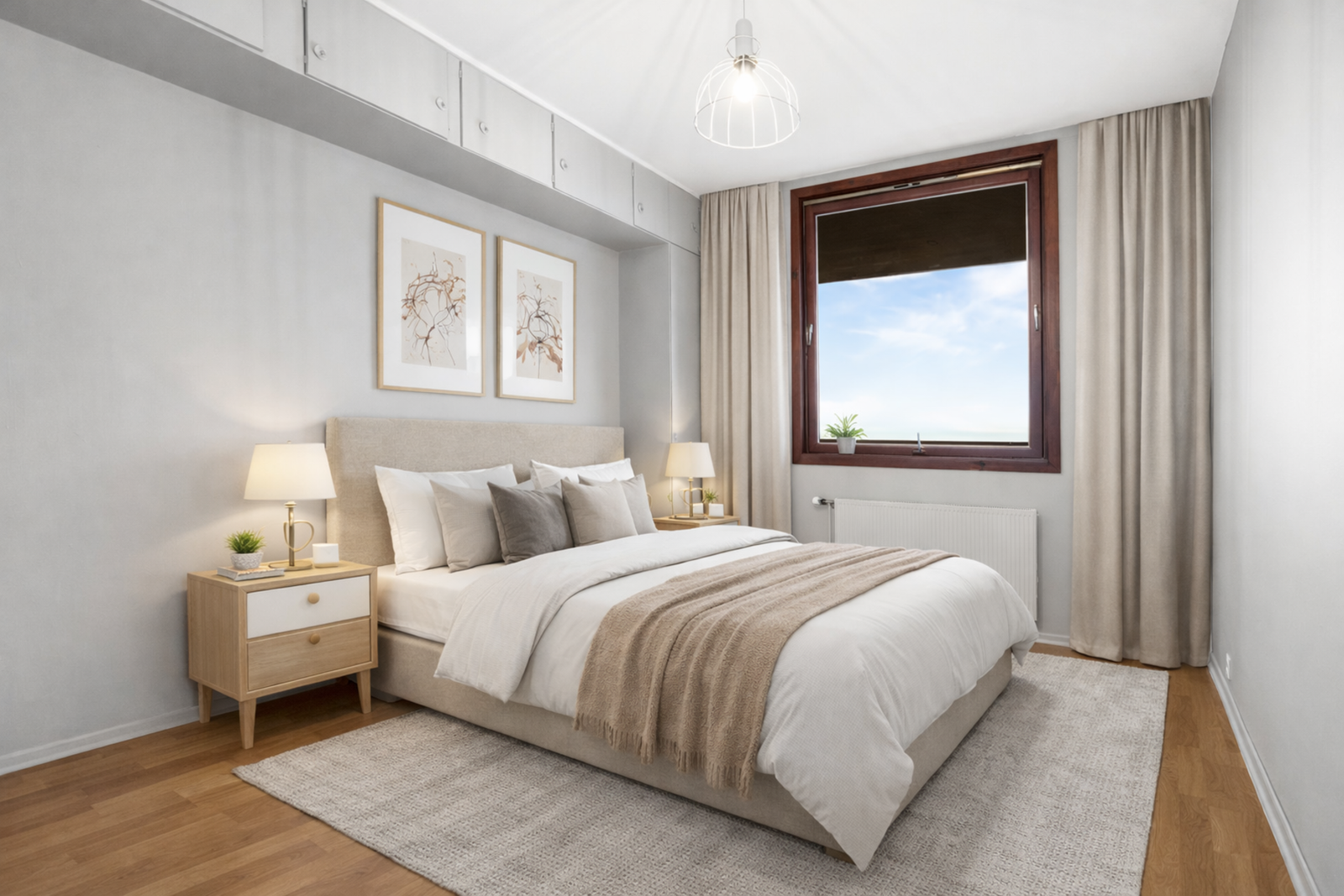 Soverom med fin plass til dobbeltseng og nattbord - Digital styling Galleribilde